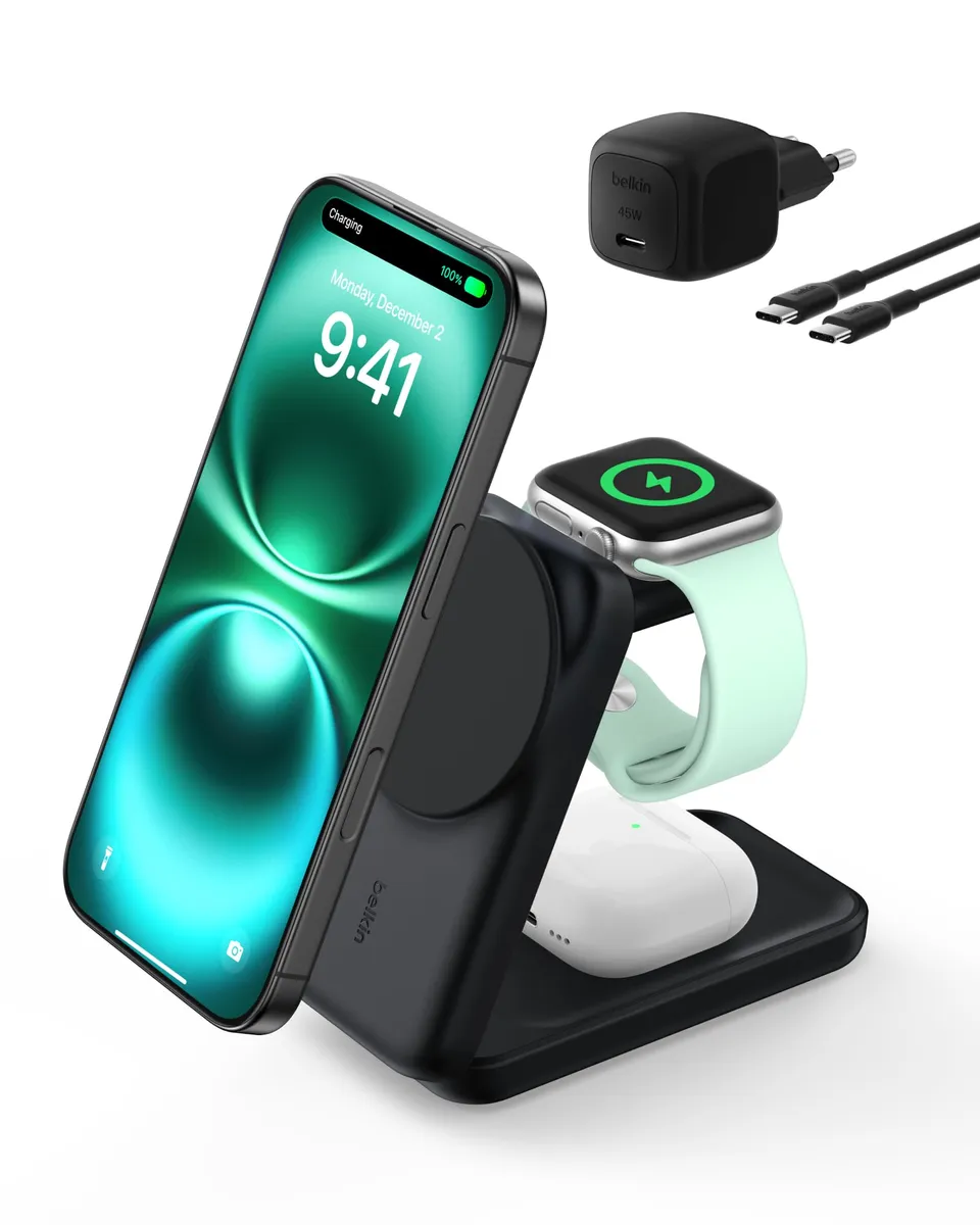 belkin-ultracharge-chargeur-induction-3-en-1-qi2-25w-station-magsafe-pour-iphone image 1