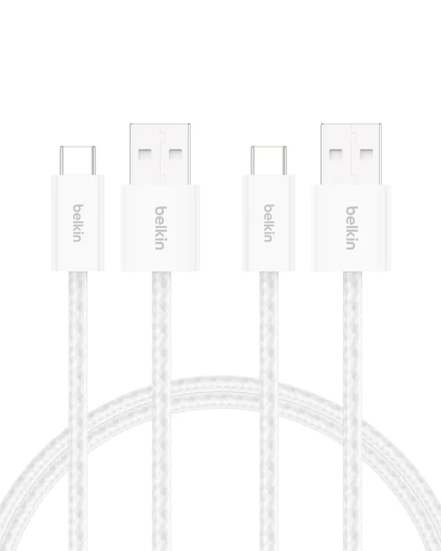 pack-de-2-c-bles-belkin-usb-a-vers-usb-c-tress-s-1-5-m-15-w-doux-au-toucher-blan image 1