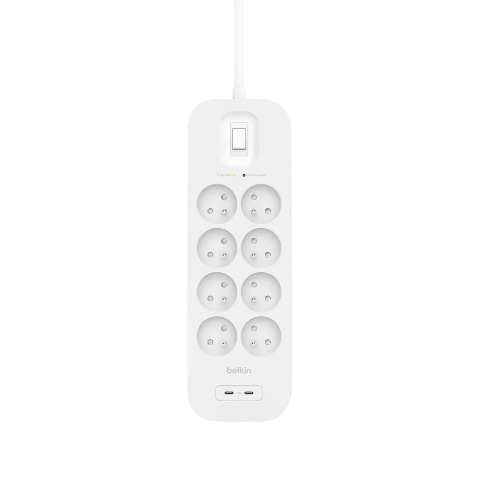 belkin-multiprise-parafoudre-8-prises-avec-2-ports-usb-c-pd-protection-900-joule image 1
