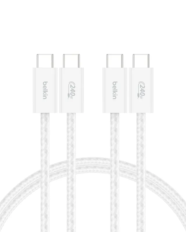 belkin-boostcharge-c-bles-usb-c-vers-usb-c-240w-avec-gaine-tress-e-2x1-5m-blanc image 1