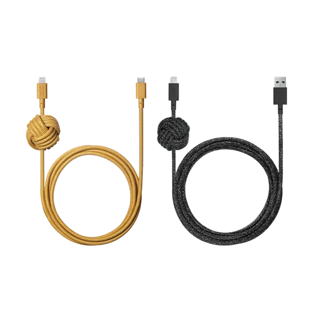 native-union-night-cable-set-lot-de-deux-c-bles-usb-a-vers-lightning-et-usb-c-ve image 1