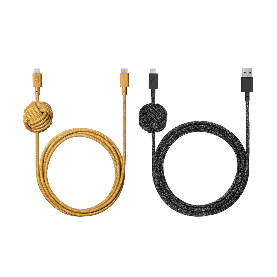 native-union-night-cable-set-lot-de-deux-c-bles-usb-a-vers-lightning-et-usb-c-ve image 1