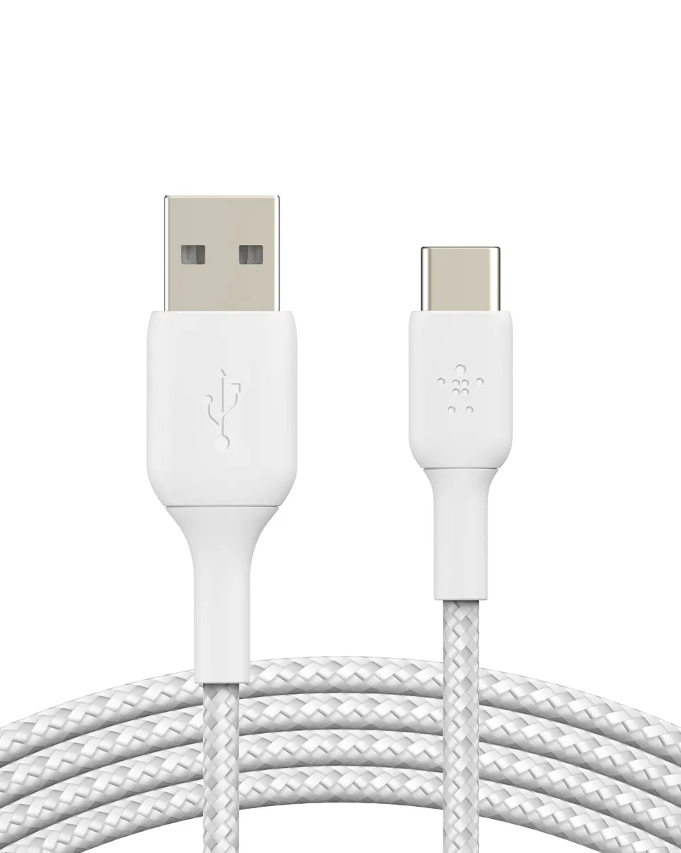 belkin-boostcharge-c-ble-usb-c-vers-usb-a-gaine-tress-e-3-m-blanc image 1