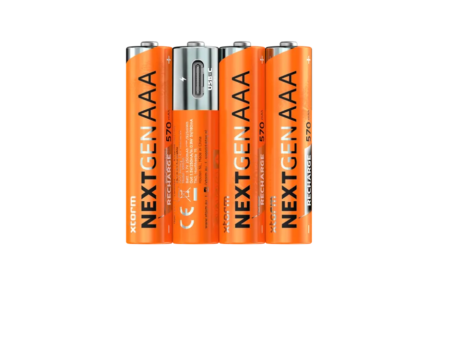 xtorm-piles-rechargeables-aaa-usb-c-lot-de-4-avec-c-ble-4-en-1 image 1
