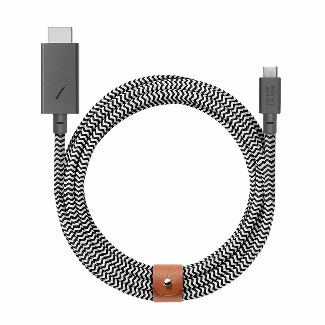 native-union-belt-hdmi-c-ble-hdmi-usb-c-vers-hdmi-4k-3-m-avec-lani-re-en-cuir image 1