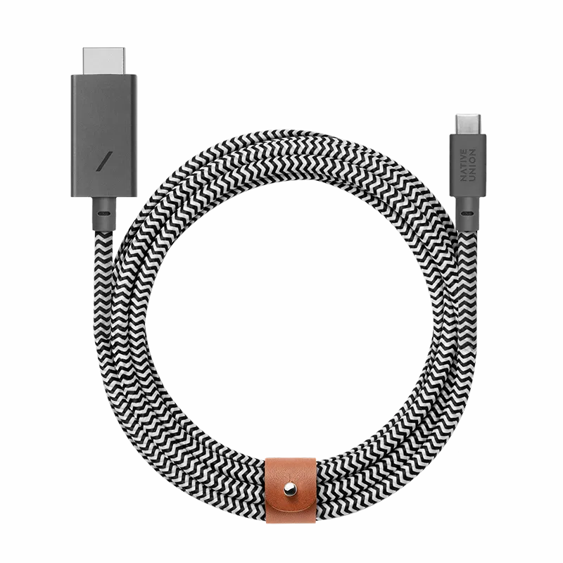 native-union-belt-hdmi-c-ble-hdmi-usb-c-vers-hdmi-4k-3-m-avec-lani-re-en-cuir image 1