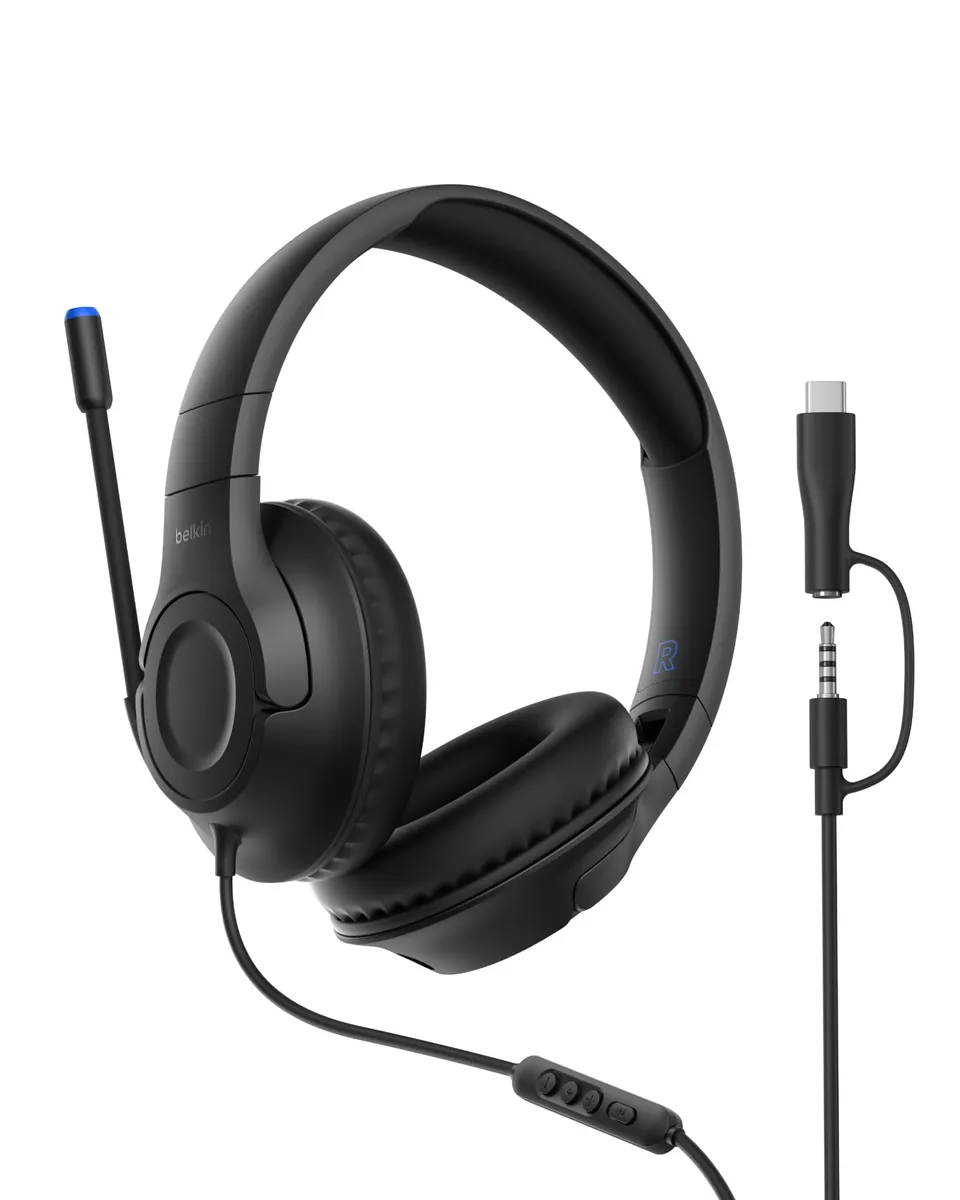 belkin-gaming-casque-audio-filaire-inspire-pour-enfants-usb-c-limiteur-85-db-noi image 1