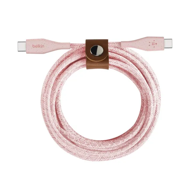 belkin-boostcharge-c-ble-usb-c-vers-usb-c-avec-sangle-de-fermeture-1-2-m-rose image 1