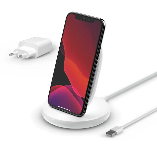 chargeur-sans-fil-belkin-15w-pour-iphone-et-samsung-socle-de-charge-rapide-blanc image 1