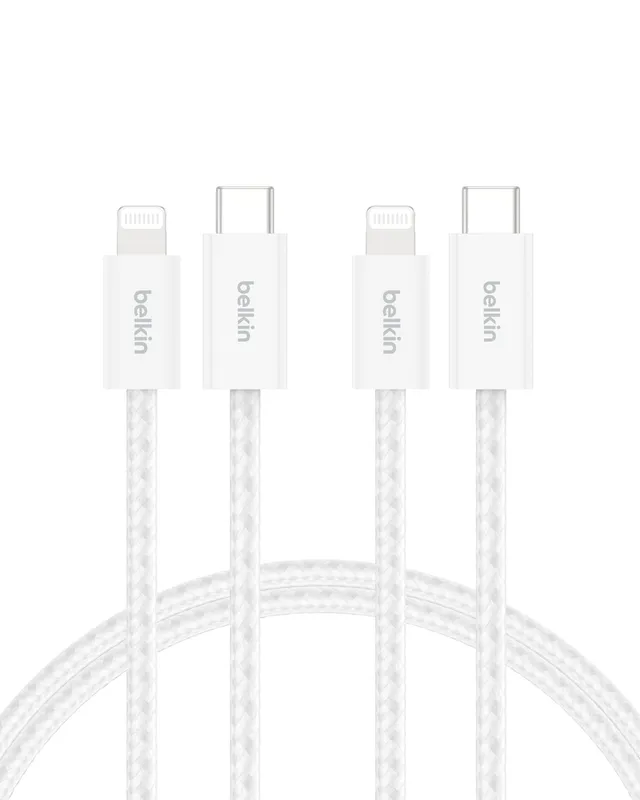 belkin-boostcharge-c-ble-usb-c-vers-lightning-pack-de-2-1-5-m-gaine-tress-e-char image 1