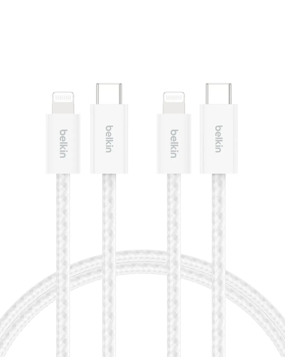 belkin-boostcharge-c-ble-usb-c-vers-lightning-pack-de-2-1-5-m-gaine-tress-e-char image 1