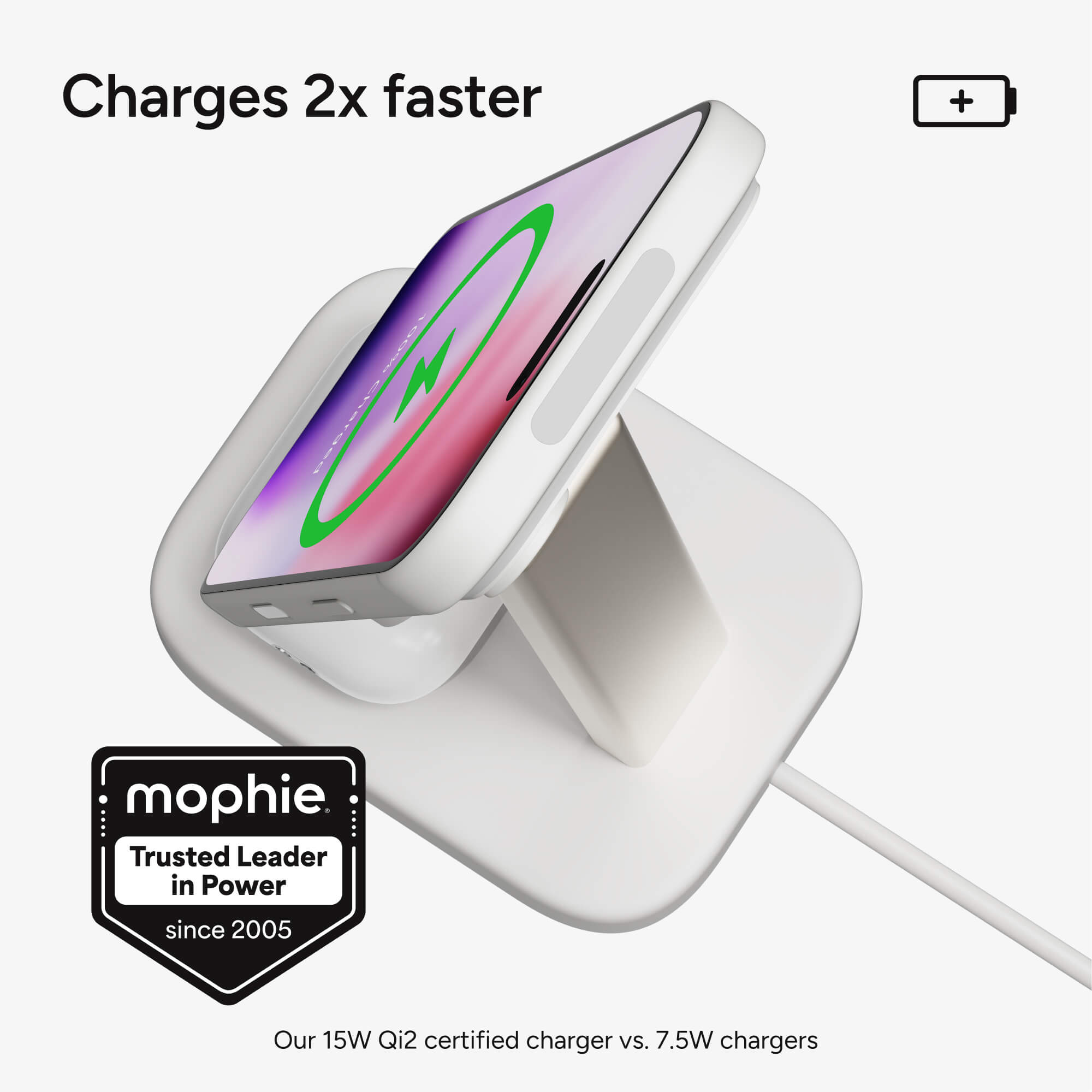 mophie-2-in-1-wireless-charging-stand-pour-iphone-et-airpods-charge-sans-fil-mag image 2