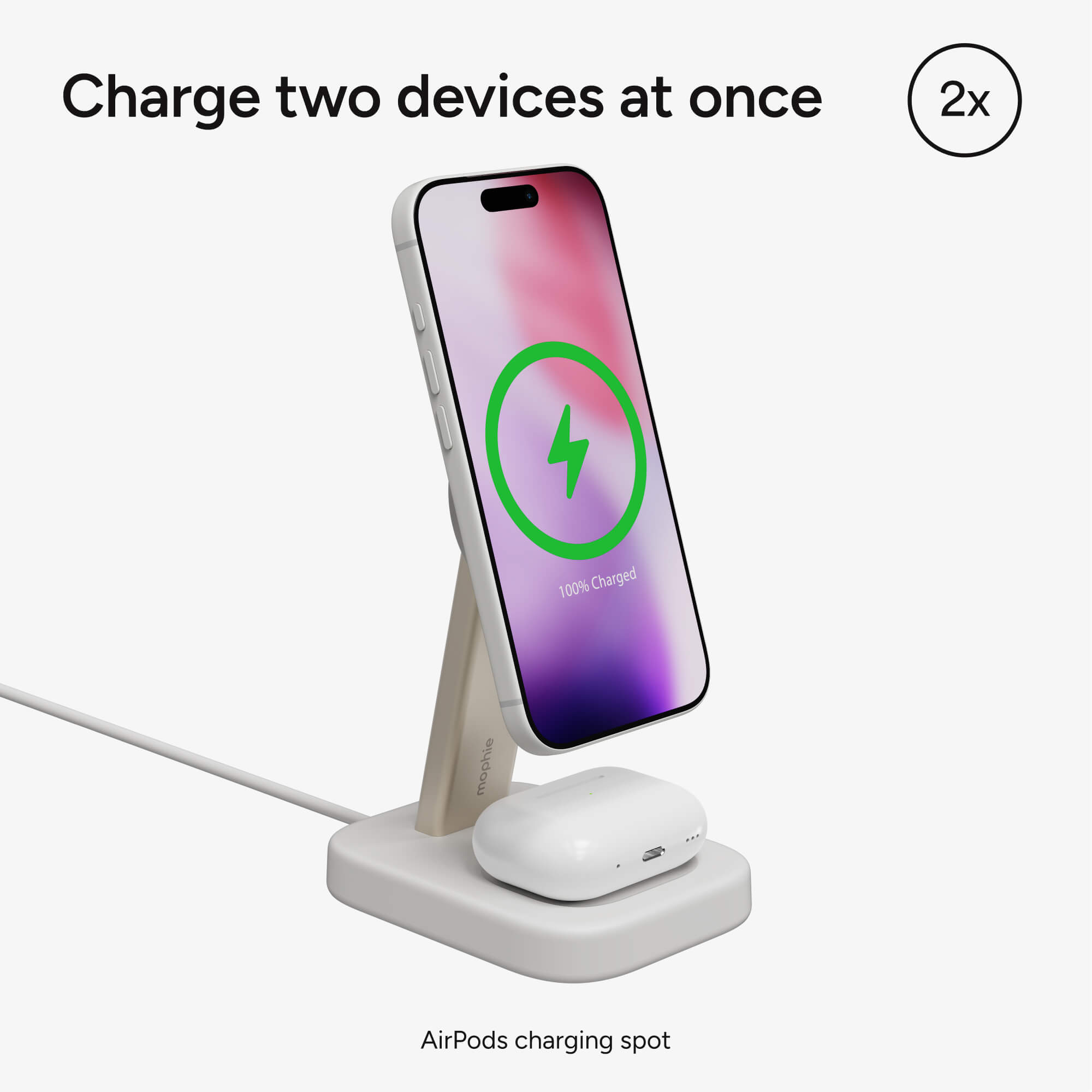 mophie-2-in-1-wireless-charging-stand-pour-iphone-et-airpods-charge-sans-fil-mag image 3