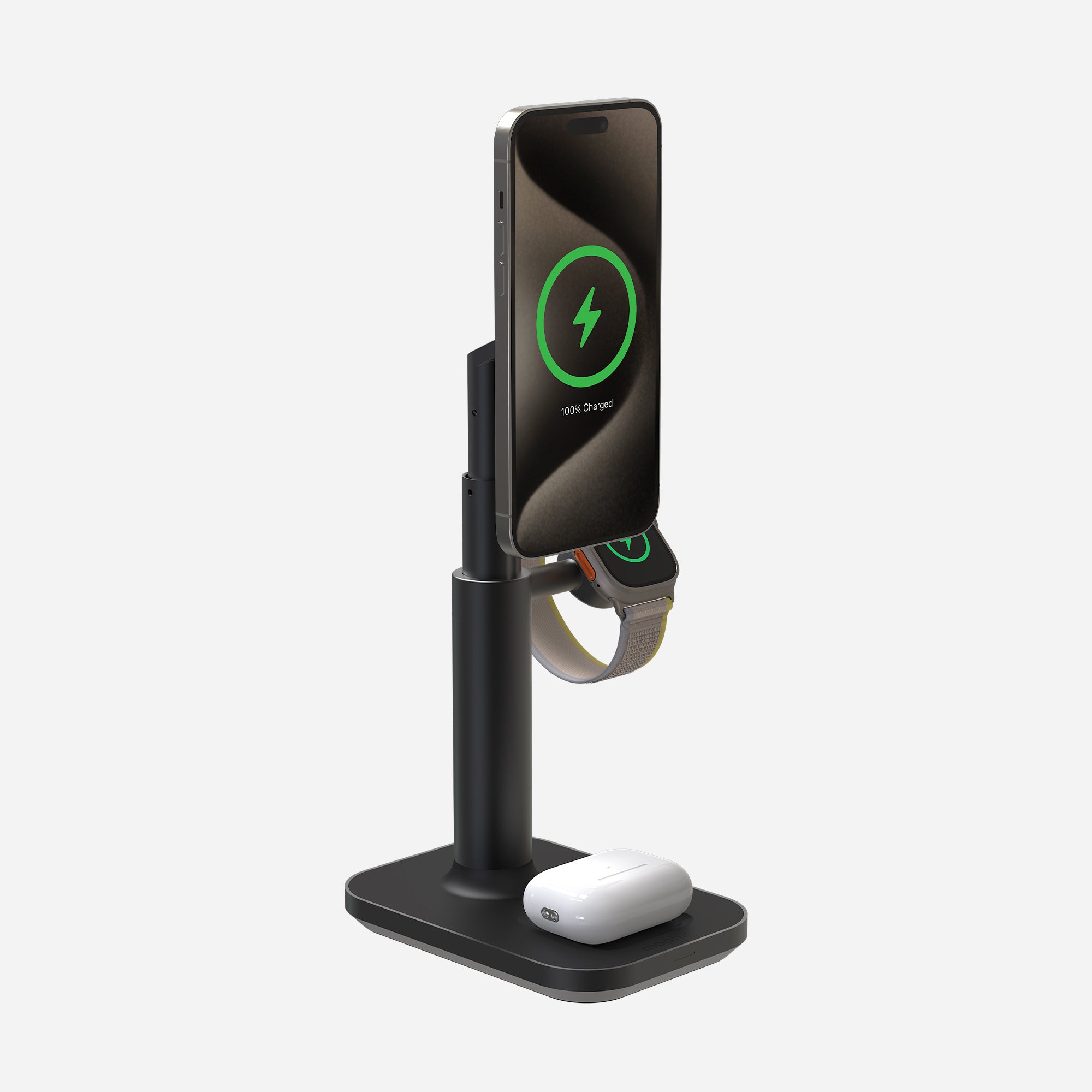 mophie-3-en-1-station-de-charge-sans-fil-bureau-15-w-pour-iphone-airpods-et-appl image 1