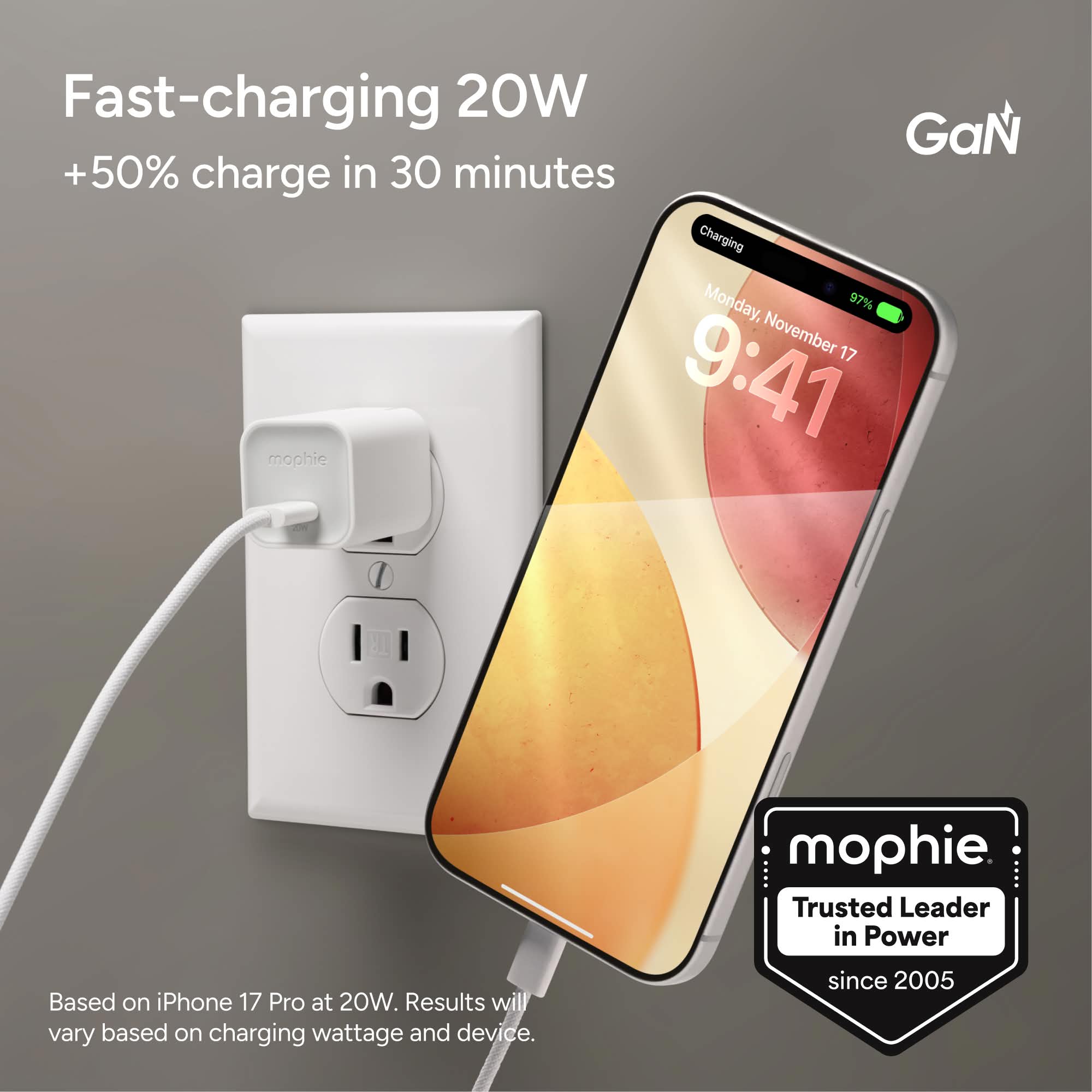 chargeur-mural-mophie-speedport-20w-usb-c-gan image 2