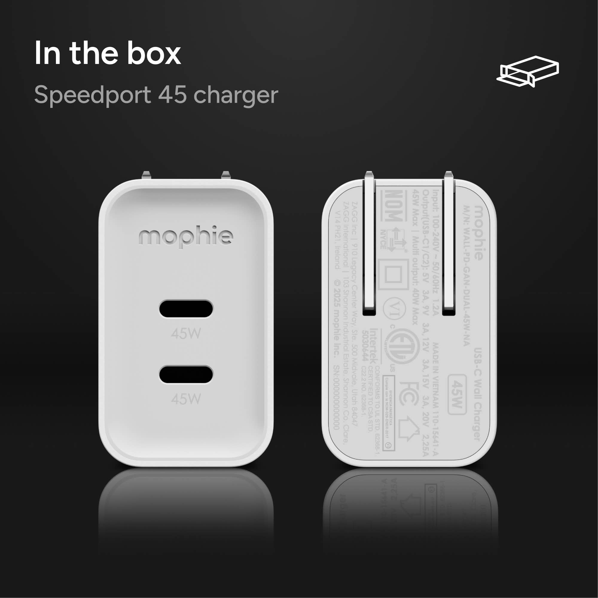 mophie-speedport-45-w-chargeur-mural-gan-deux-ports-usb-c image 6