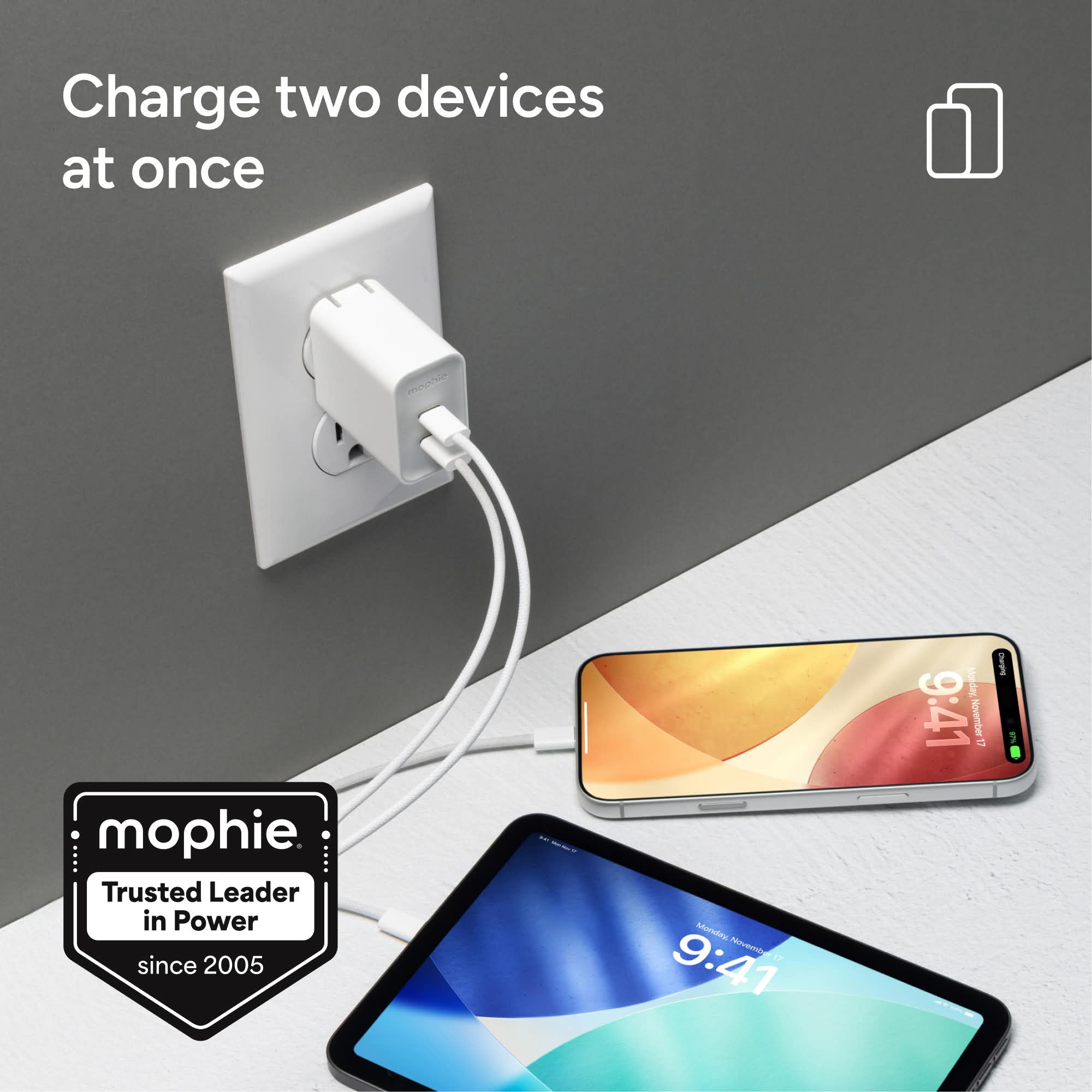 mophie-speedport-45-w-chargeur-mural-gan-deux-ports-usb-c image 2