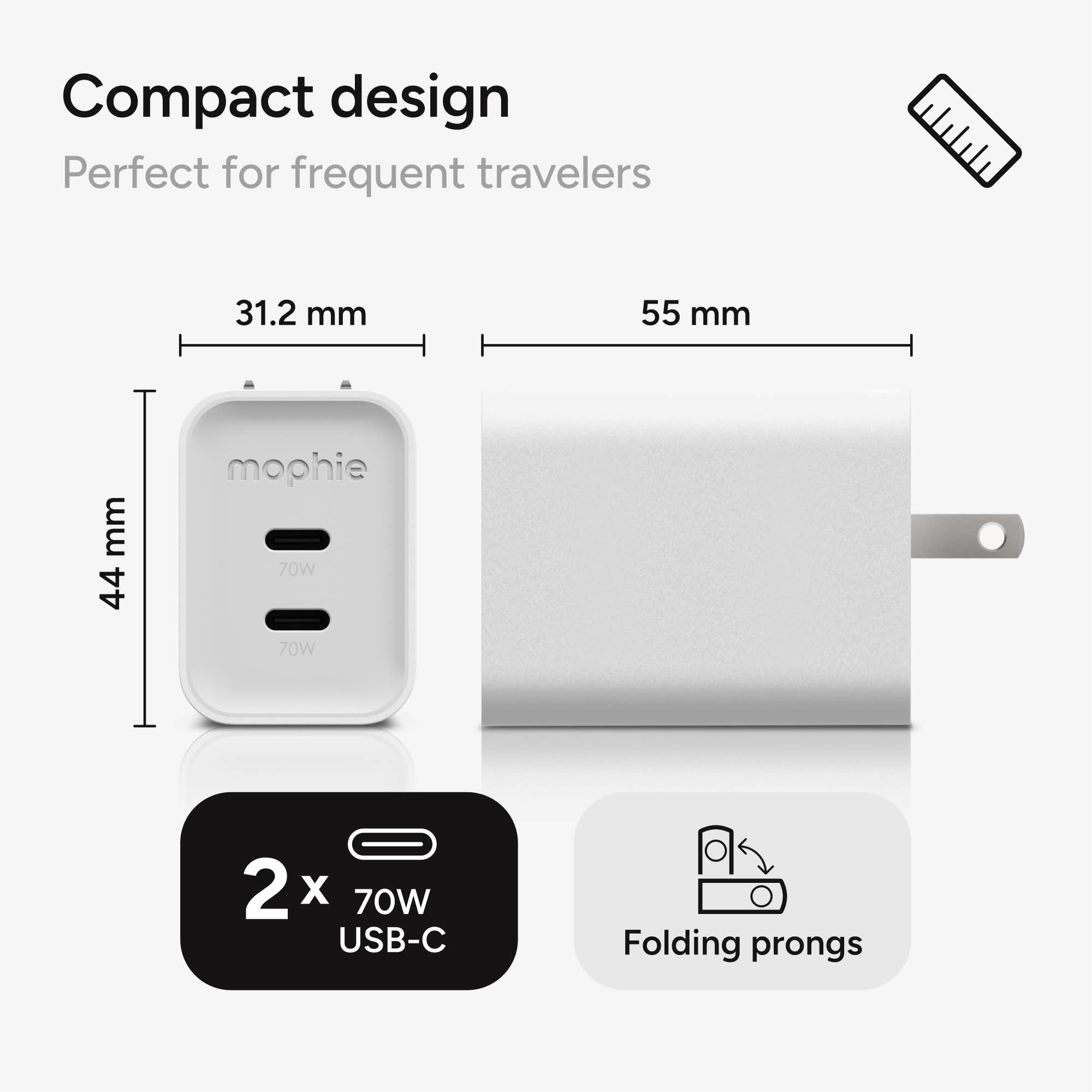 mophie-speedport-70w-chargeur-mural-usb-c-gan-2-ports image 4
