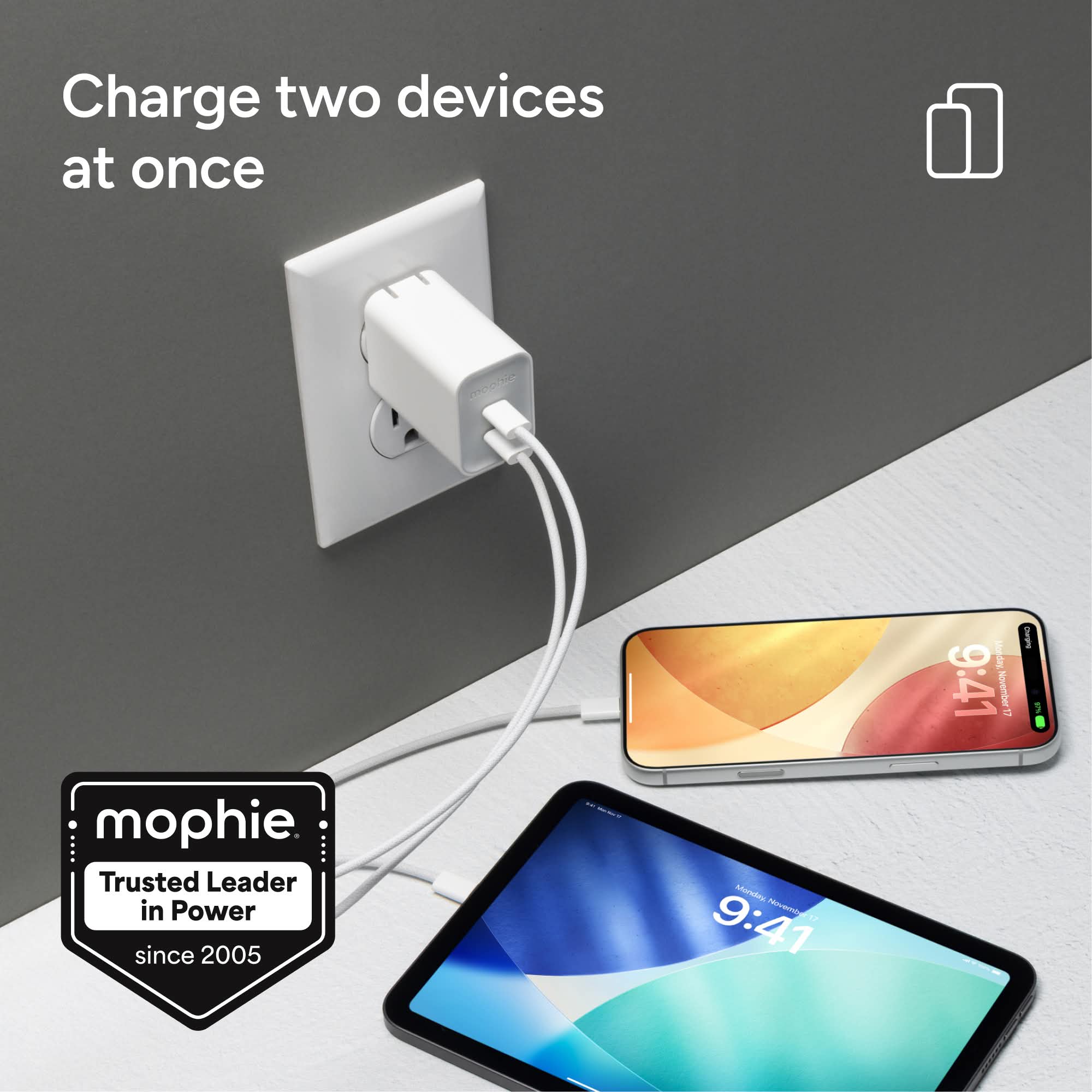 mophie-speedport-70w-chargeur-mural-usb-c-gan-2-ports image 2