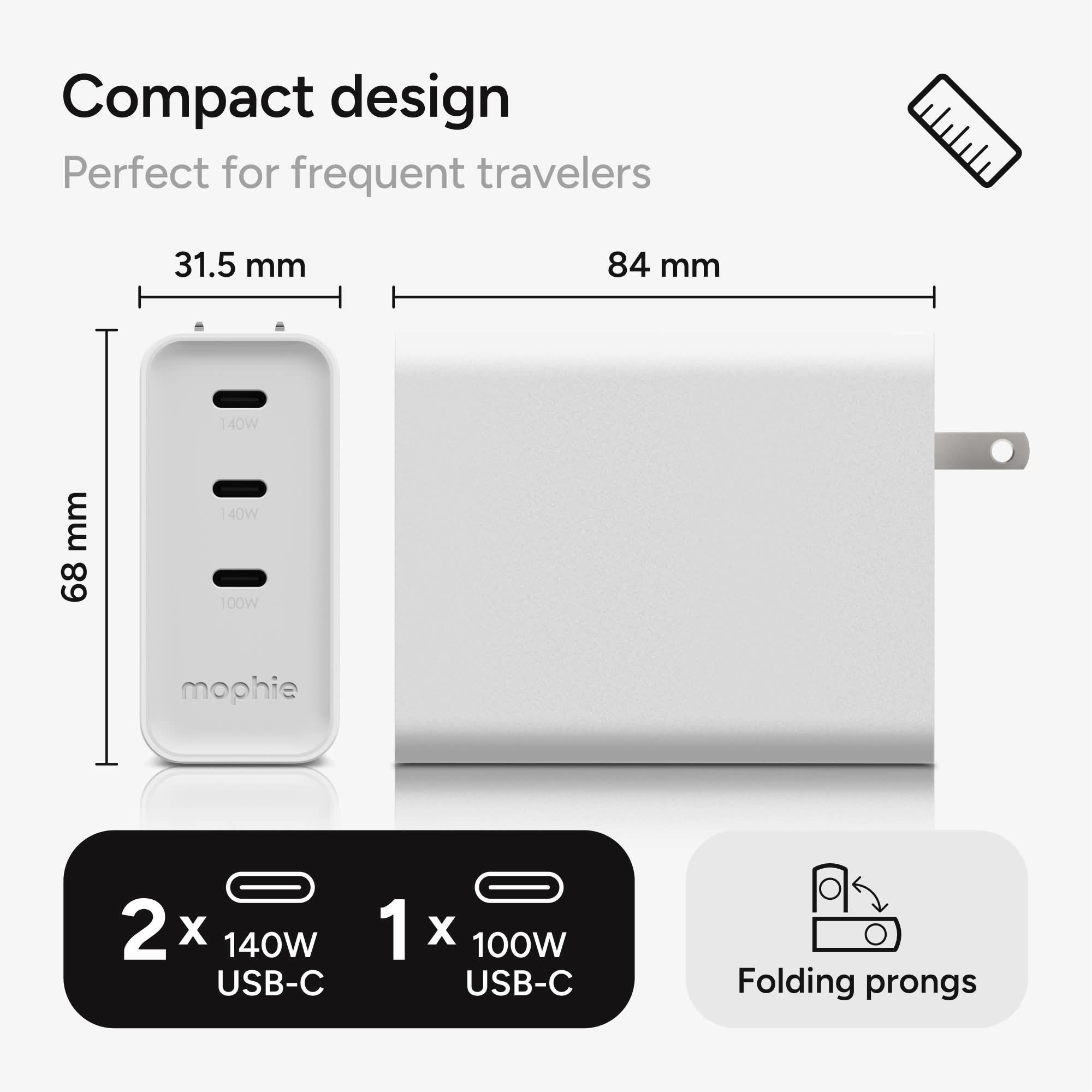 mophie-speedport-140w-chargeur-mural-usb-c-gan-3-ports image 4