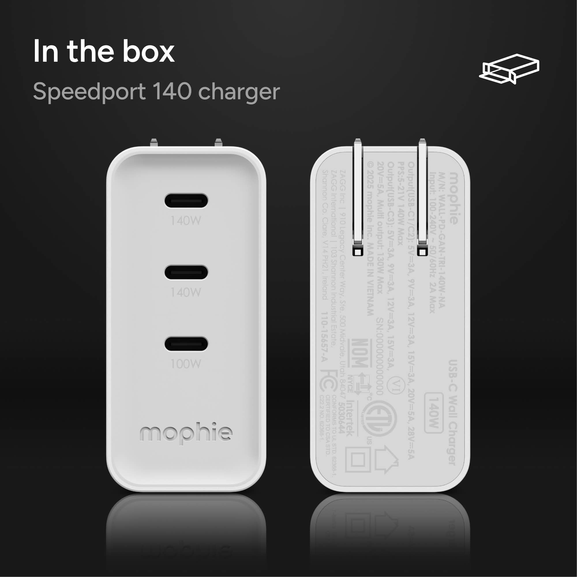 mophie-speedport-140w-chargeur-mural-usb-c-gan-3-ports image 6