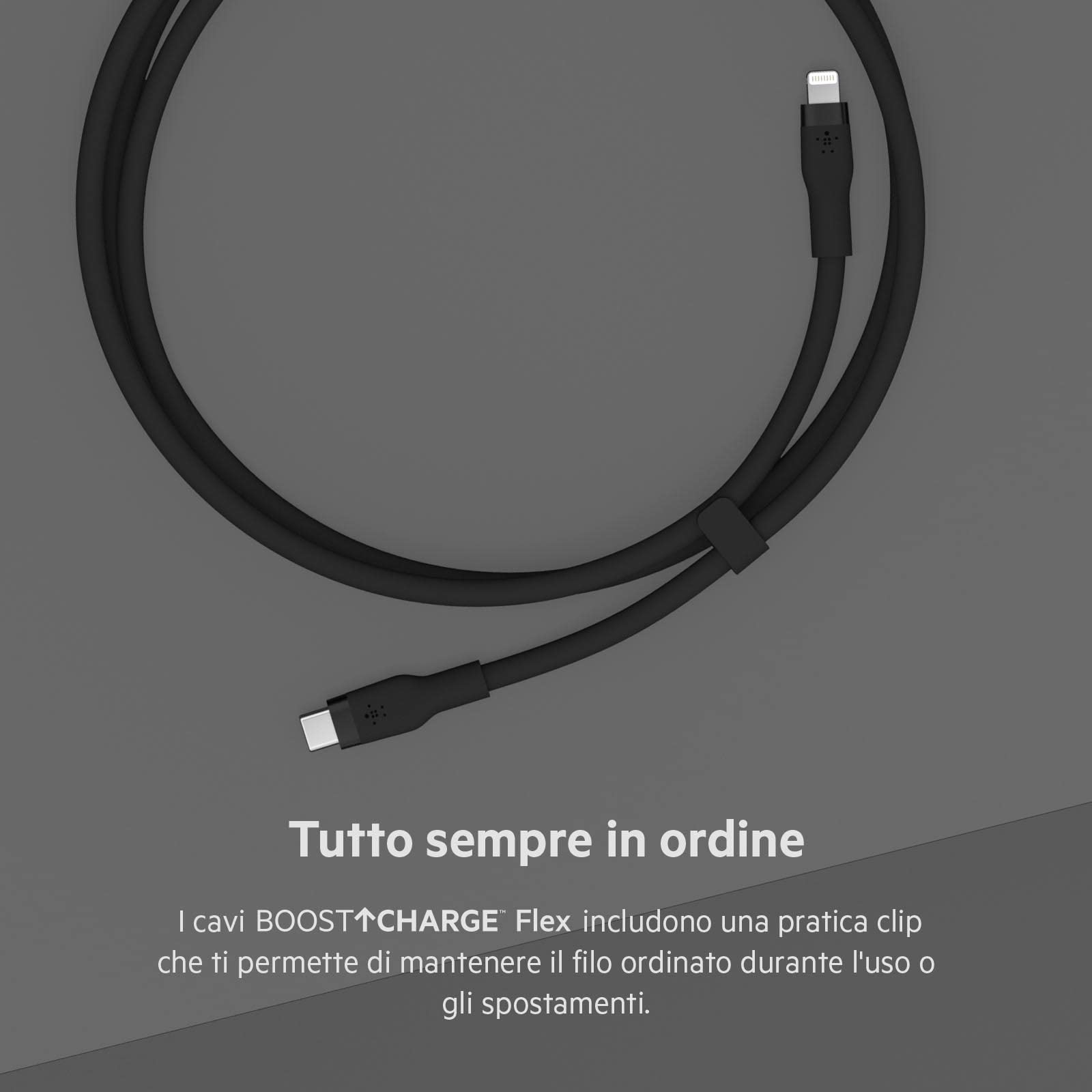 belkin-boostcharge-flex-c-ble-usb-c-vers-lightning-3-m-silicone-souple-certifi-m image 5