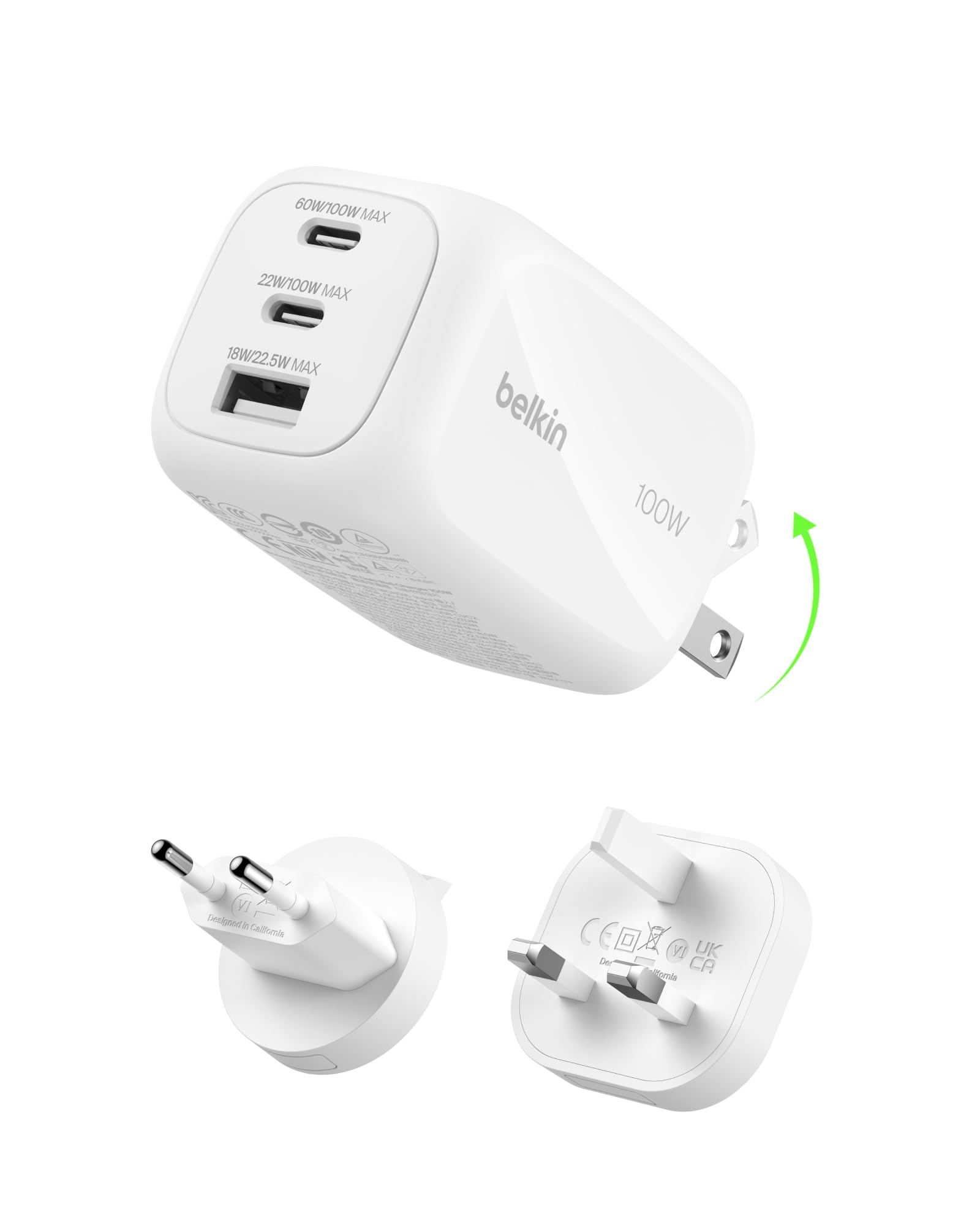 belkin-chargeur-secteur-gan-100-w-3-ports-2-usb-c-1-usb-a-pps-pd-pour-macbook-ip image 1