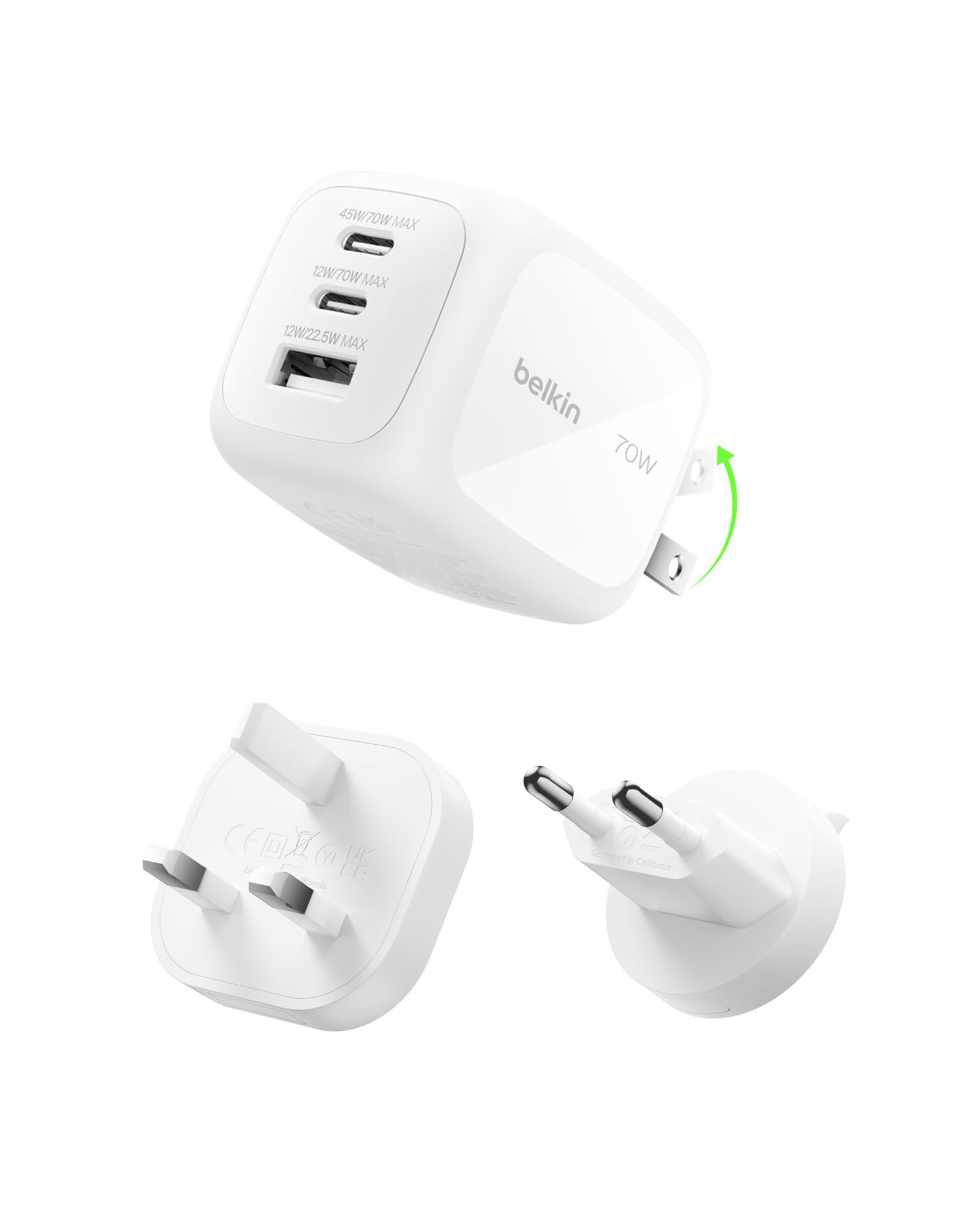belkin-chargeur-usb-c-gan-70w-avec-2-ports-usb-c-et-1-port-usb-a-recharge-rapide image 1