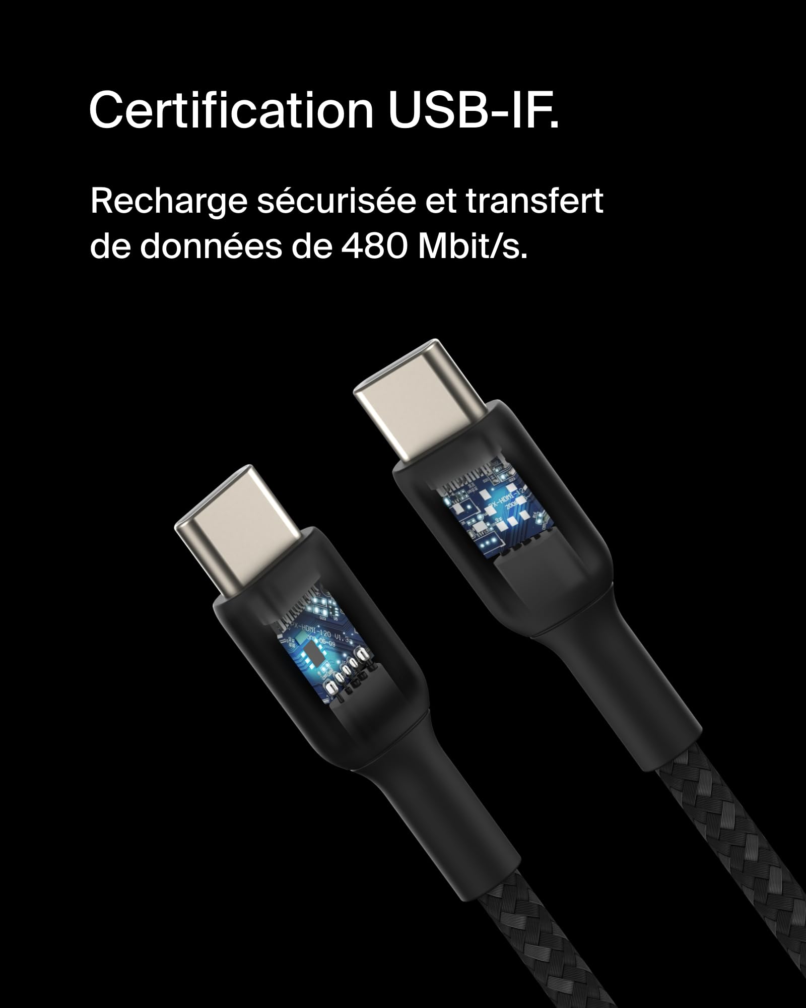 belkin-boostcharge-c-ble-usb-c-vers-usb-c-gaine-tress-e-15-cm-charge-rapide-60-w image 3