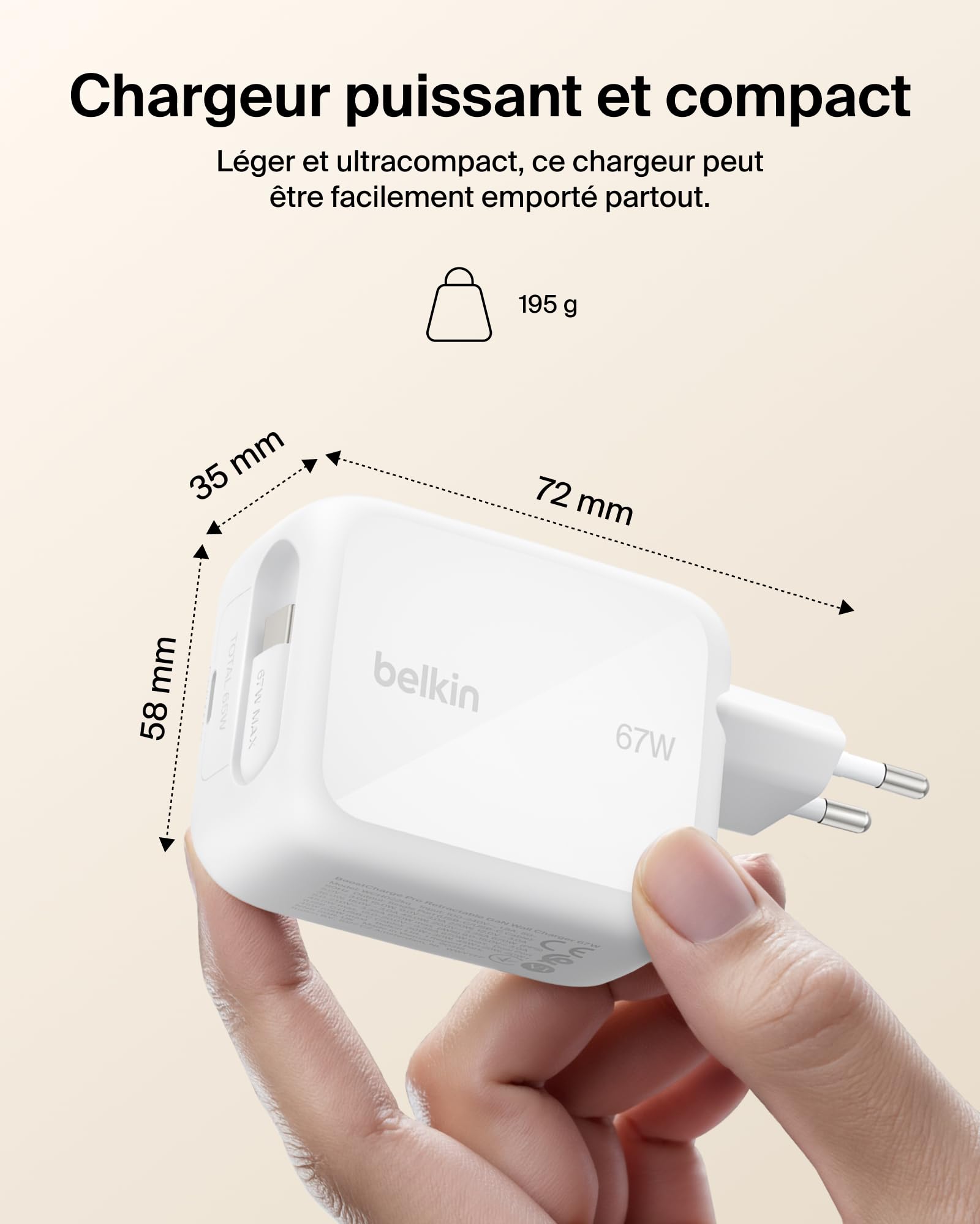 belkin-ultracharge-chargeur-usb-c-45-w-avec-c-ble-r-tractable-80-cm-pour-iphone- image 6