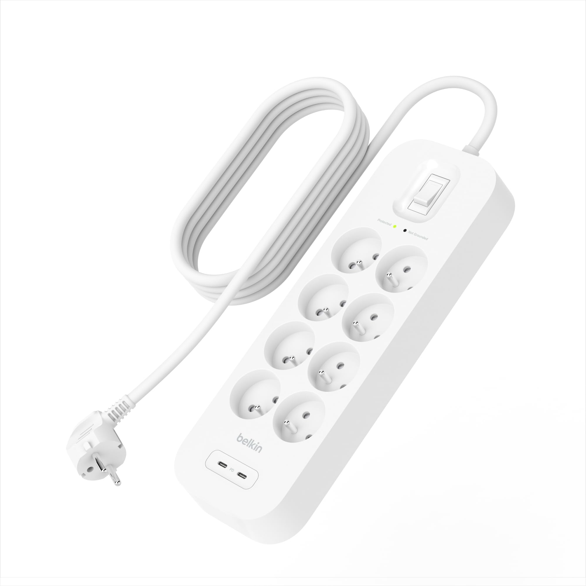 belkin-multiprise-parafoudre-8-prises-avec-2-ports-usb-c-pd-protection-900-joule image 2