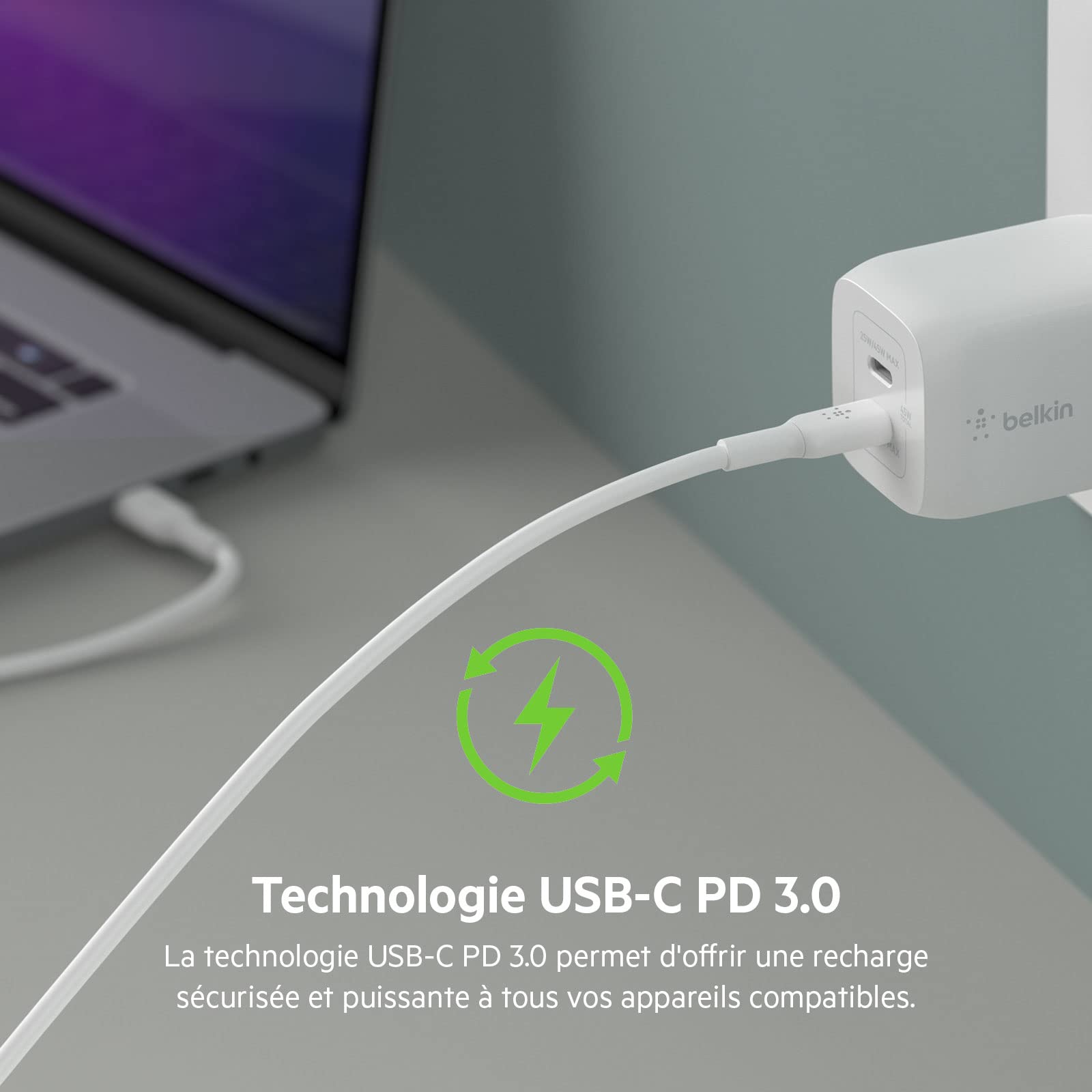 belkin-boostcharge-pro-chargeur-secteur-gan-65-w-double-usb-c-pour-macbook-iphon image 7
