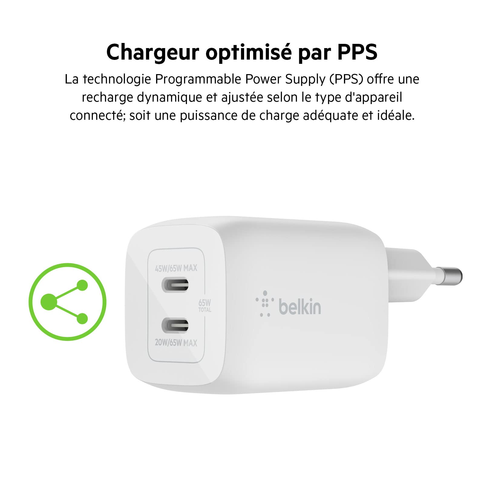belkin-chargeur-secteur-double-port-usb-c-45-w-gan-avec-pps-pour-iphone-ipad-mac image 7