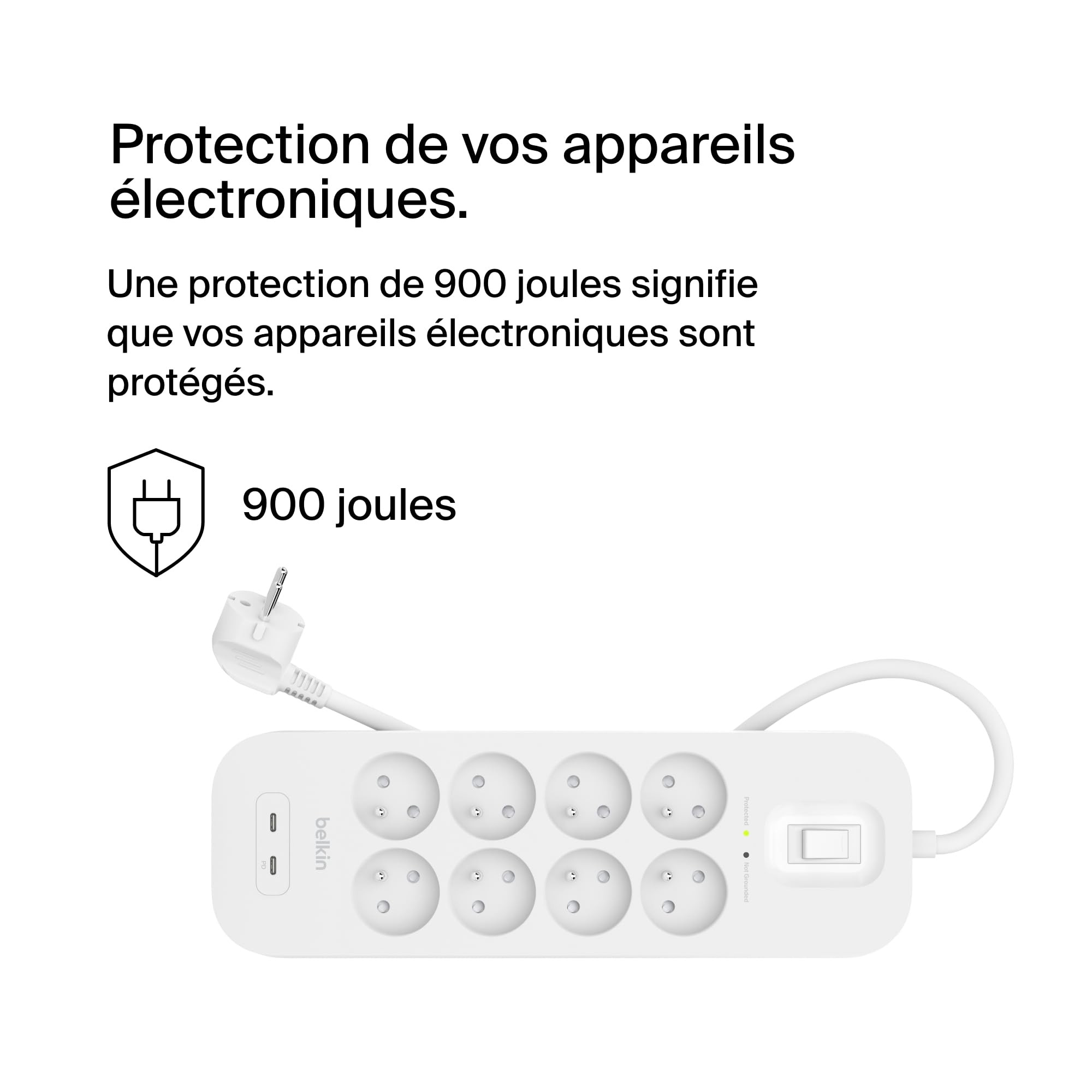 belkin-multiprise-parafoudre-8-prises-avec-2-ports-usb-c-pd-protection-900-joule image 3
