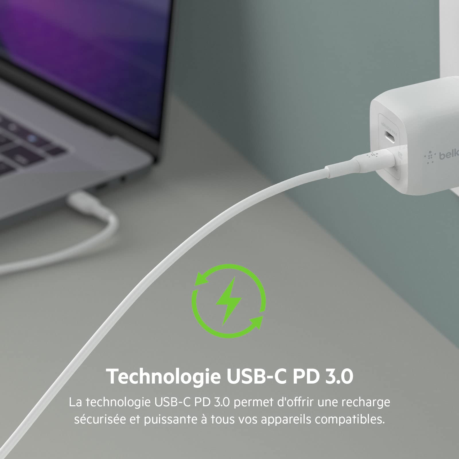 belkin-chargeur-secteur-double-port-usb-c-45-w-gan-avec-pps-pour-iphone-ipad-mac image 8