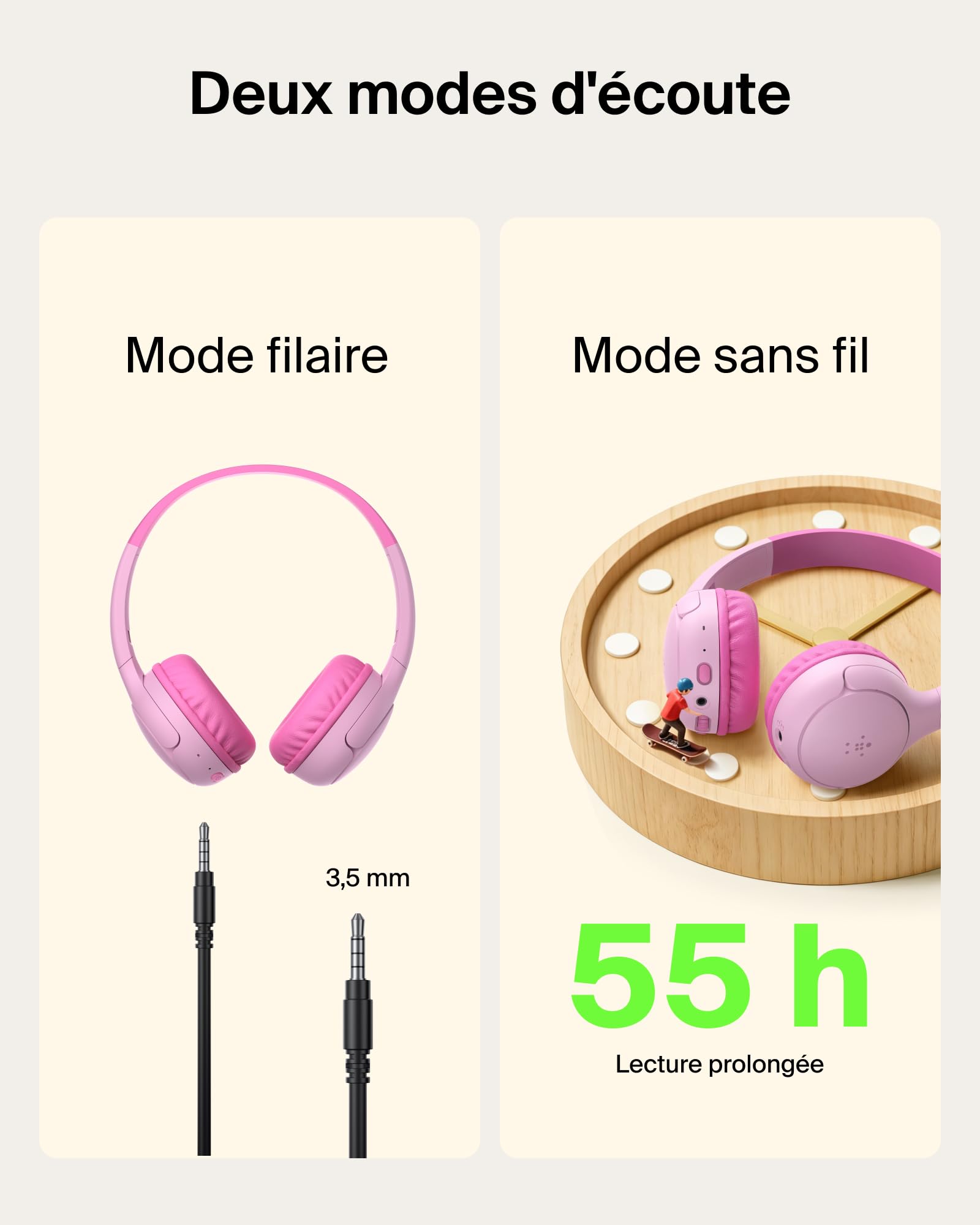 belkin-soundform-mini-2-casque-audio-sans-fil-pour-enfants-bluetooth-55-h-d-auto image 4