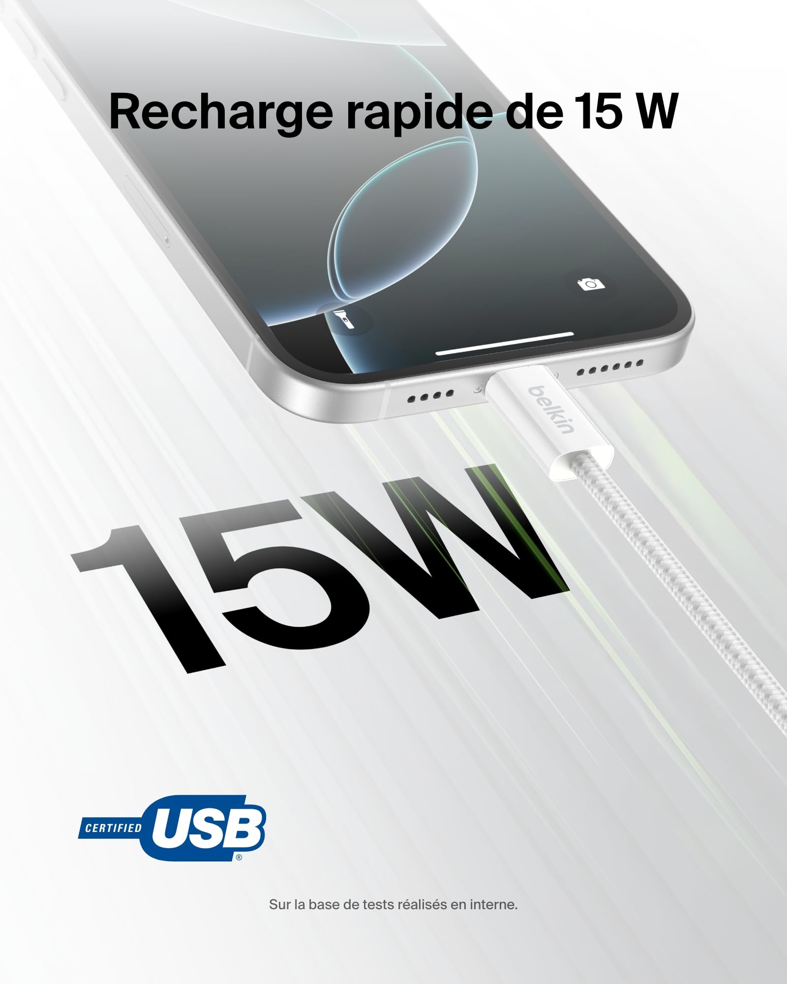 pack-de-2-c-bles-belkin-usb-a-vers-usb-c-tress-s-1-5-m-15-w-doux-au-toucher-blan image 2