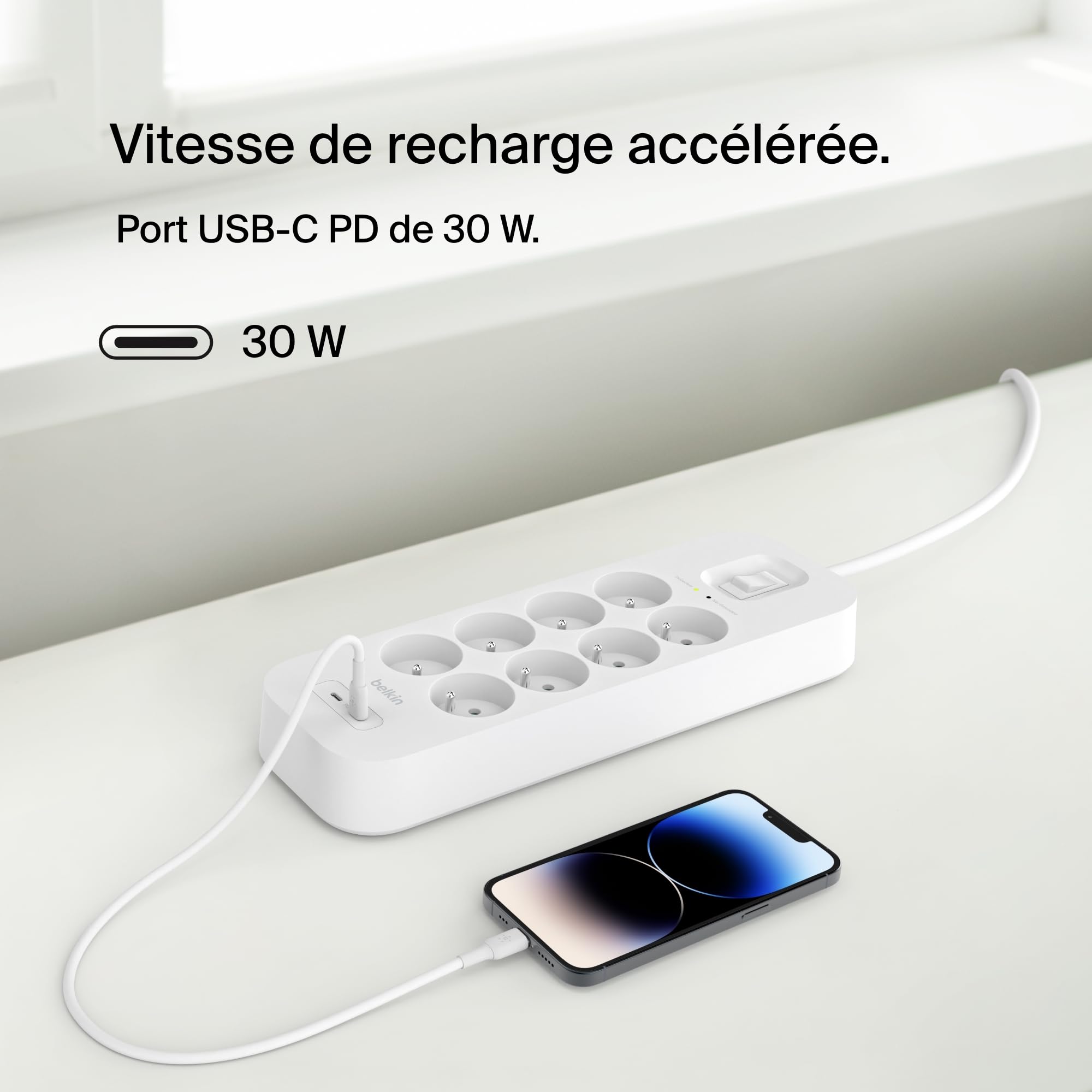 belkin-multiprise-parafoudre-8-prises-avec-2-ports-usb-c-pd-protection-900-joule image 4
