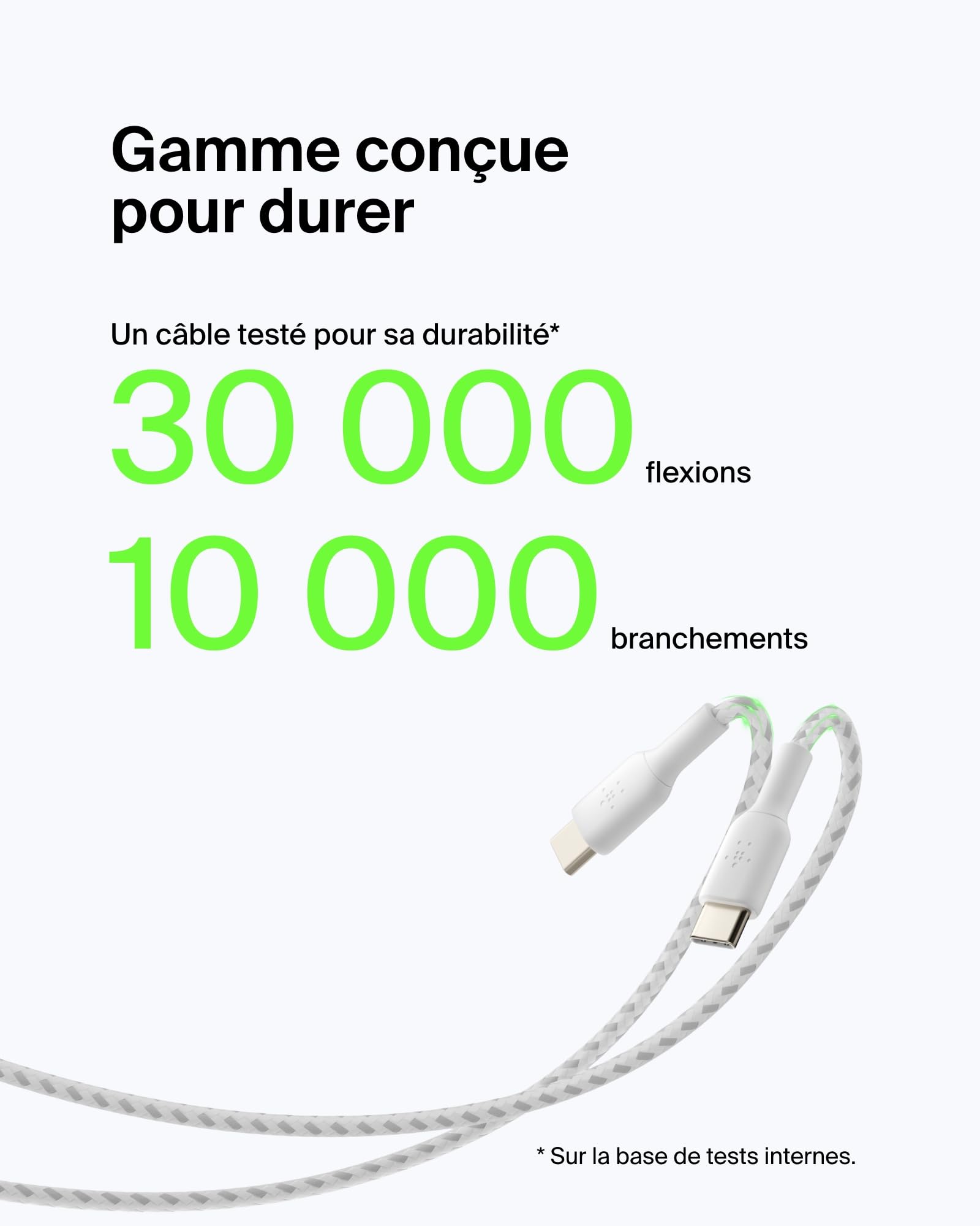 belkin-boostcharge-c-ble-usb-c-vers-usb-a-gaine-tress-e-3-m-blanc image 4