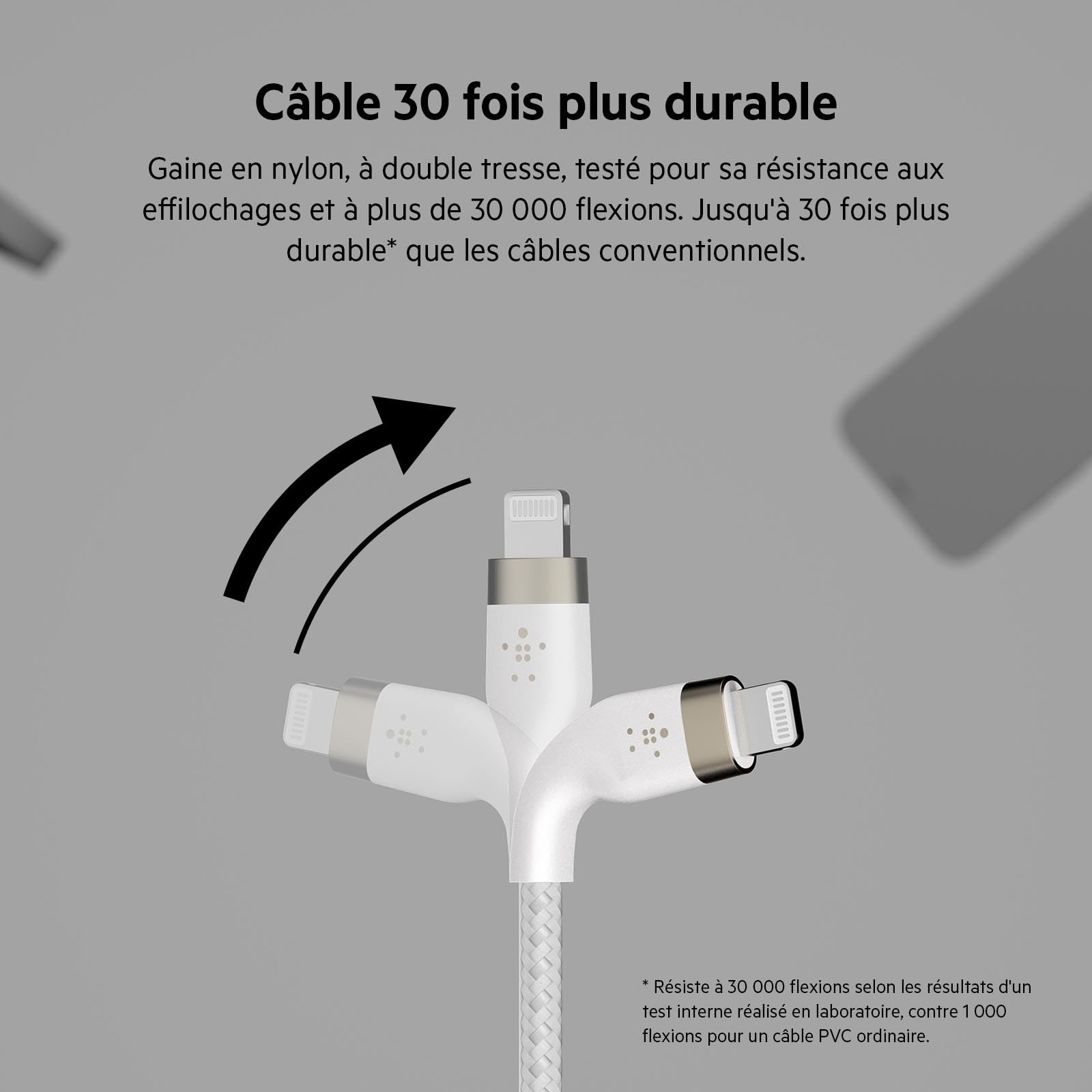 belkin-boostcharge-pro-flex-c-ble-usb-a-vers-lightning-3-m-gaine-tress-e-certifi image 3