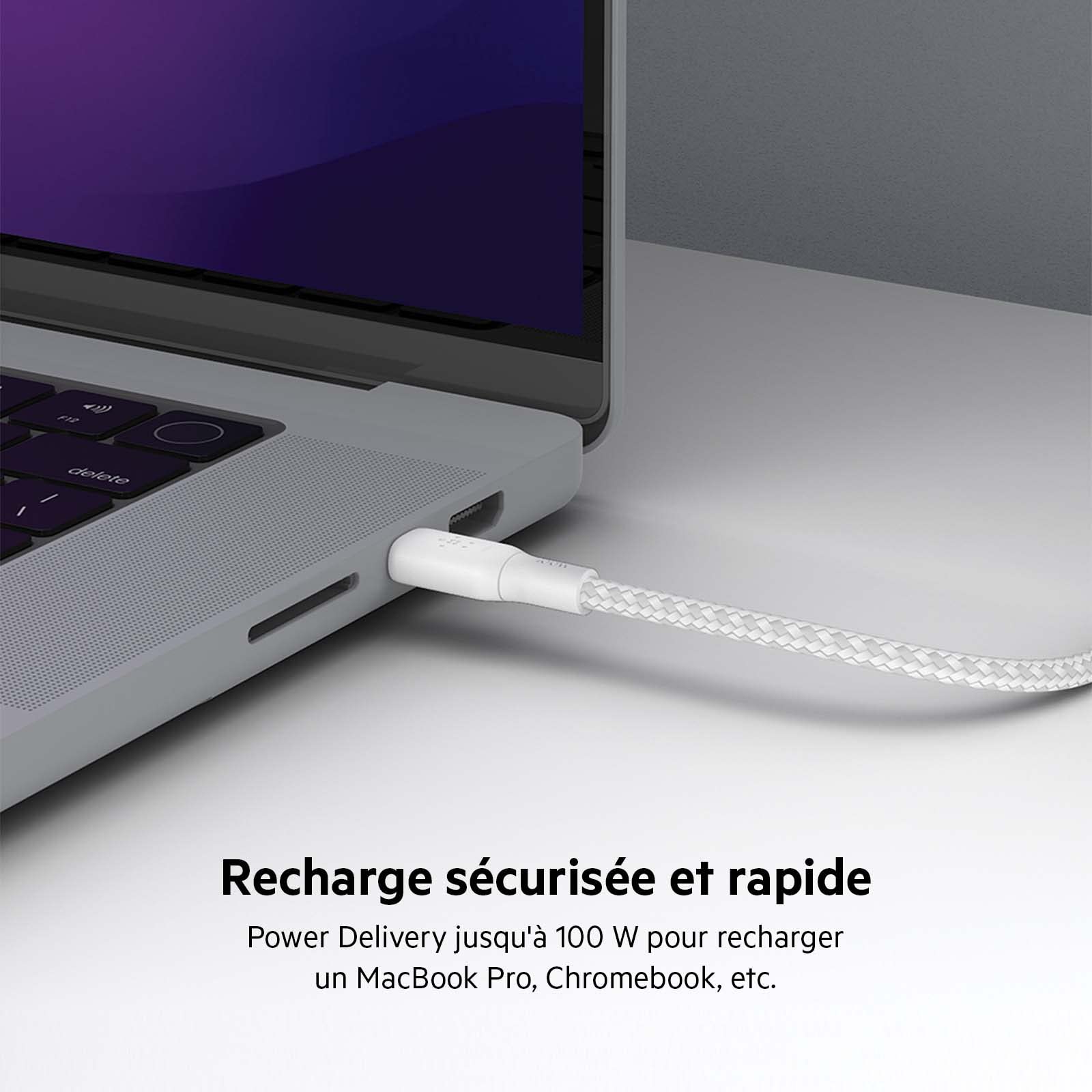 belkin-c-ble-usb-c-vers-usb-c-100-w-certifi-usb-if-gaine-tress-e-nylon-charge-ra image 2