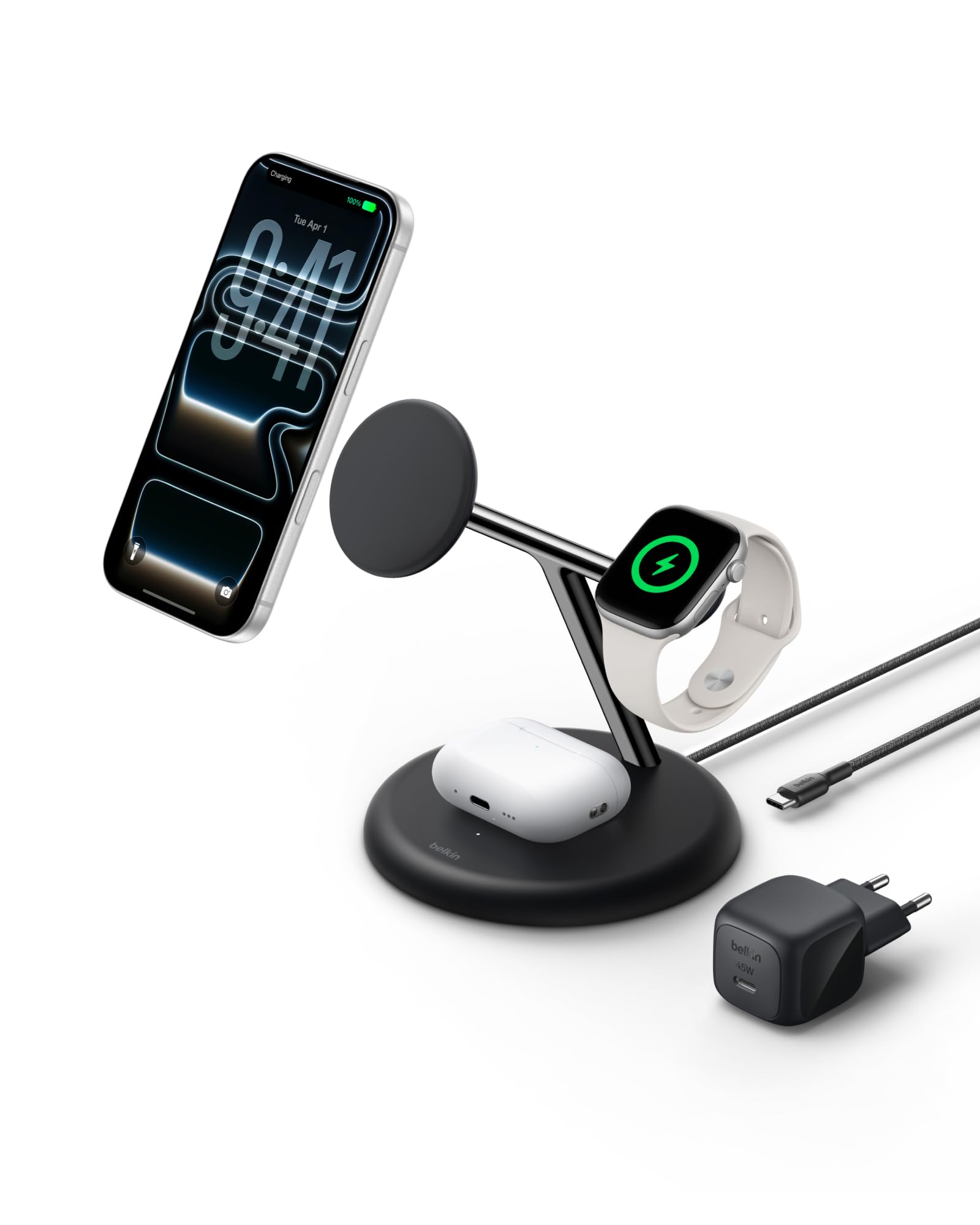 belkin-ultracharge-station-de-recharge-sans-fil-3-en-1-25-w-chargeur-magn-tique- image 1