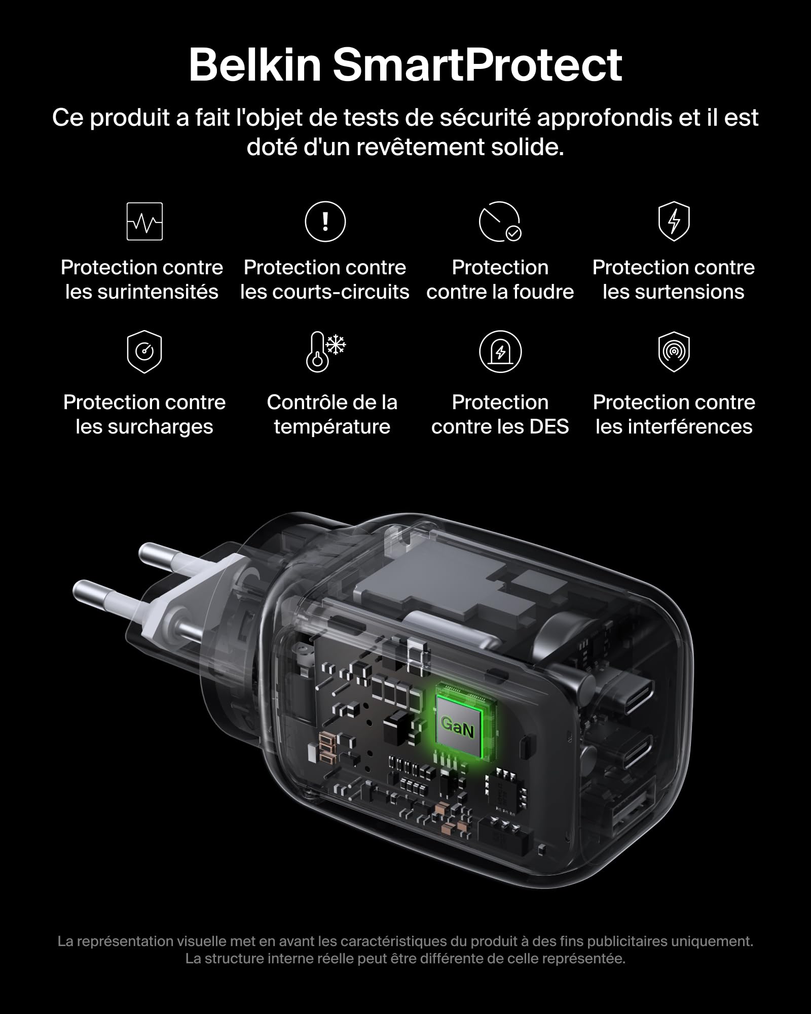 belkin-chargeur-secteur-gan-100-w-3-ports-2-usb-c-1-usb-a-pps-pd-pour-macbook-ip image 7