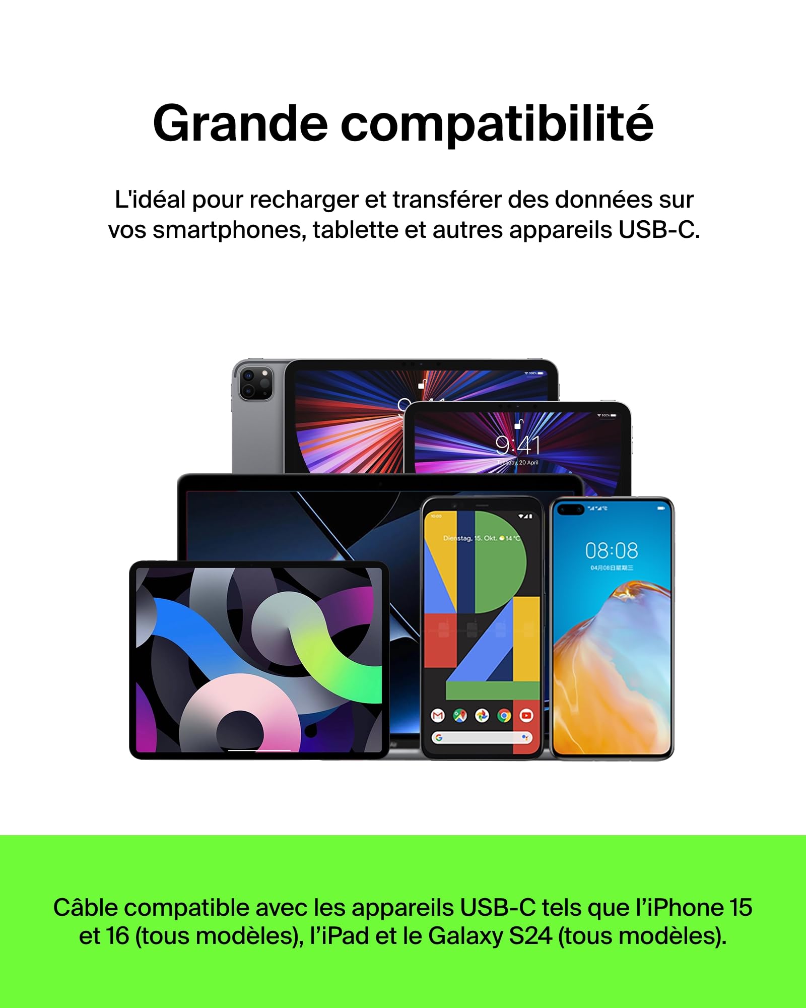 belkin-boostcharge-c-ble-usb-c-vers-usb-a-gaine-tress-e-3-m-blanc image 5