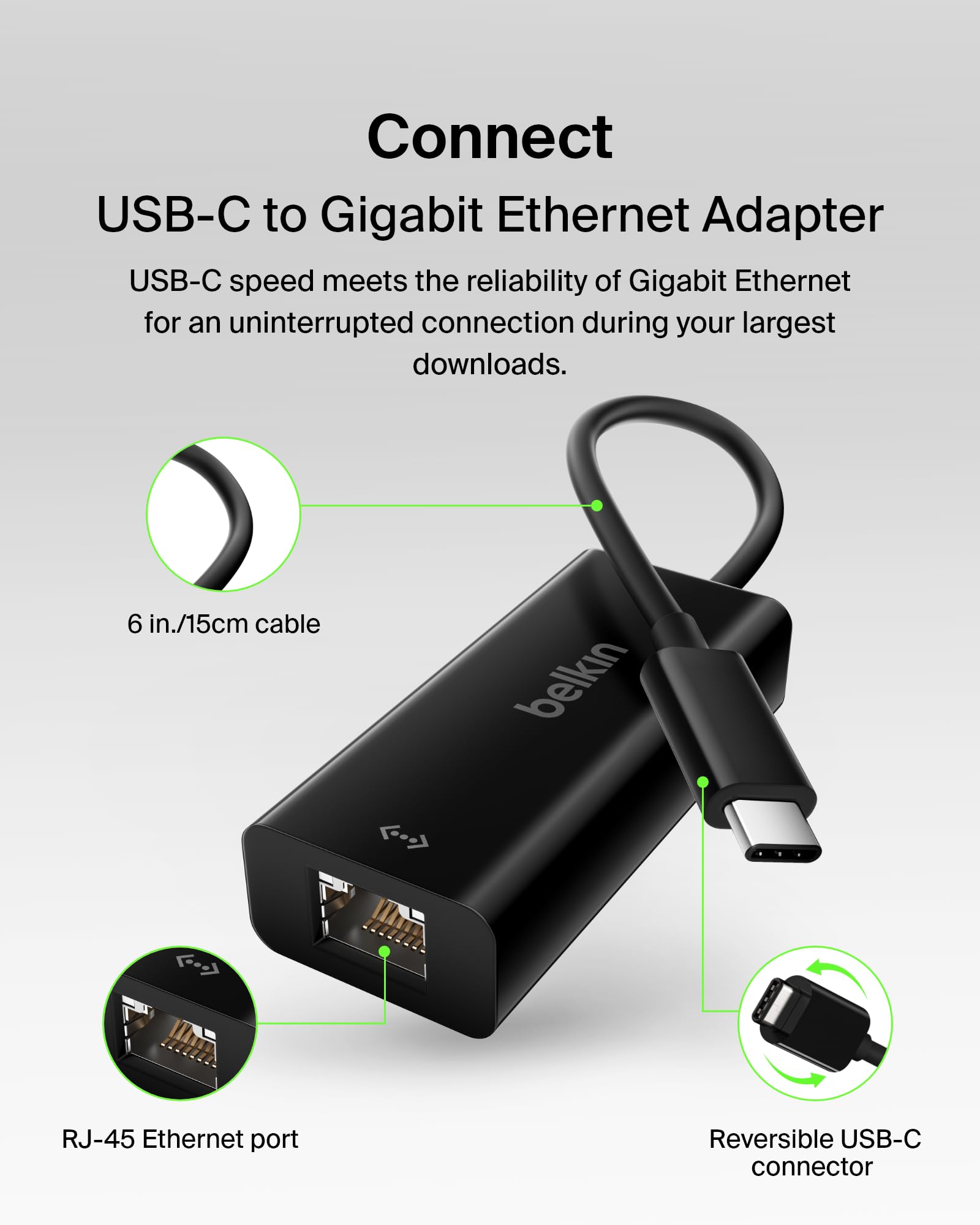 belkin-adaptateur-usb-c-vers-ethernet-gigabit-noir image 2
