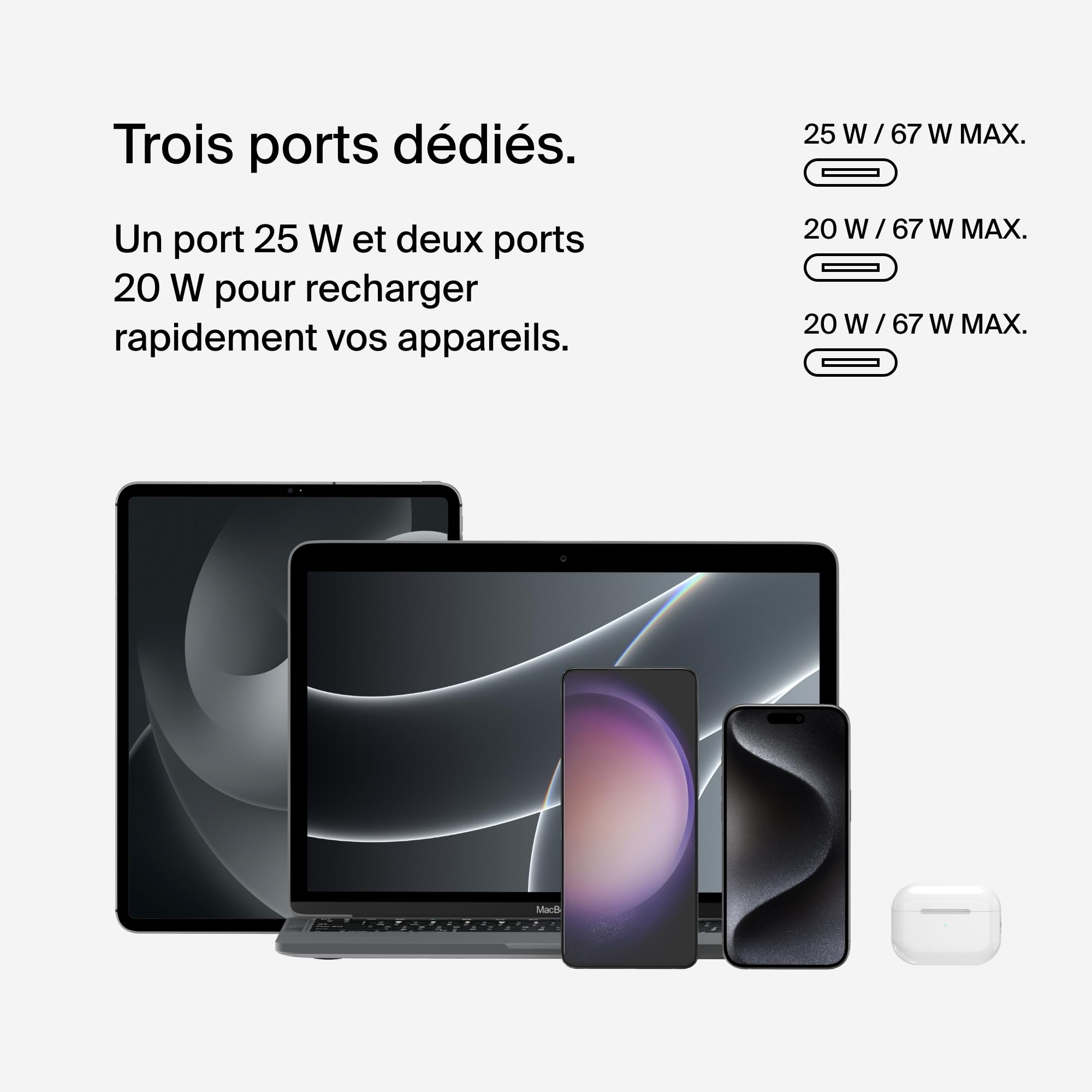 chargeur-belkin-boostcharge-67-w-3-ports-usb-c-pd-3-1-et-pps-blanc image 5