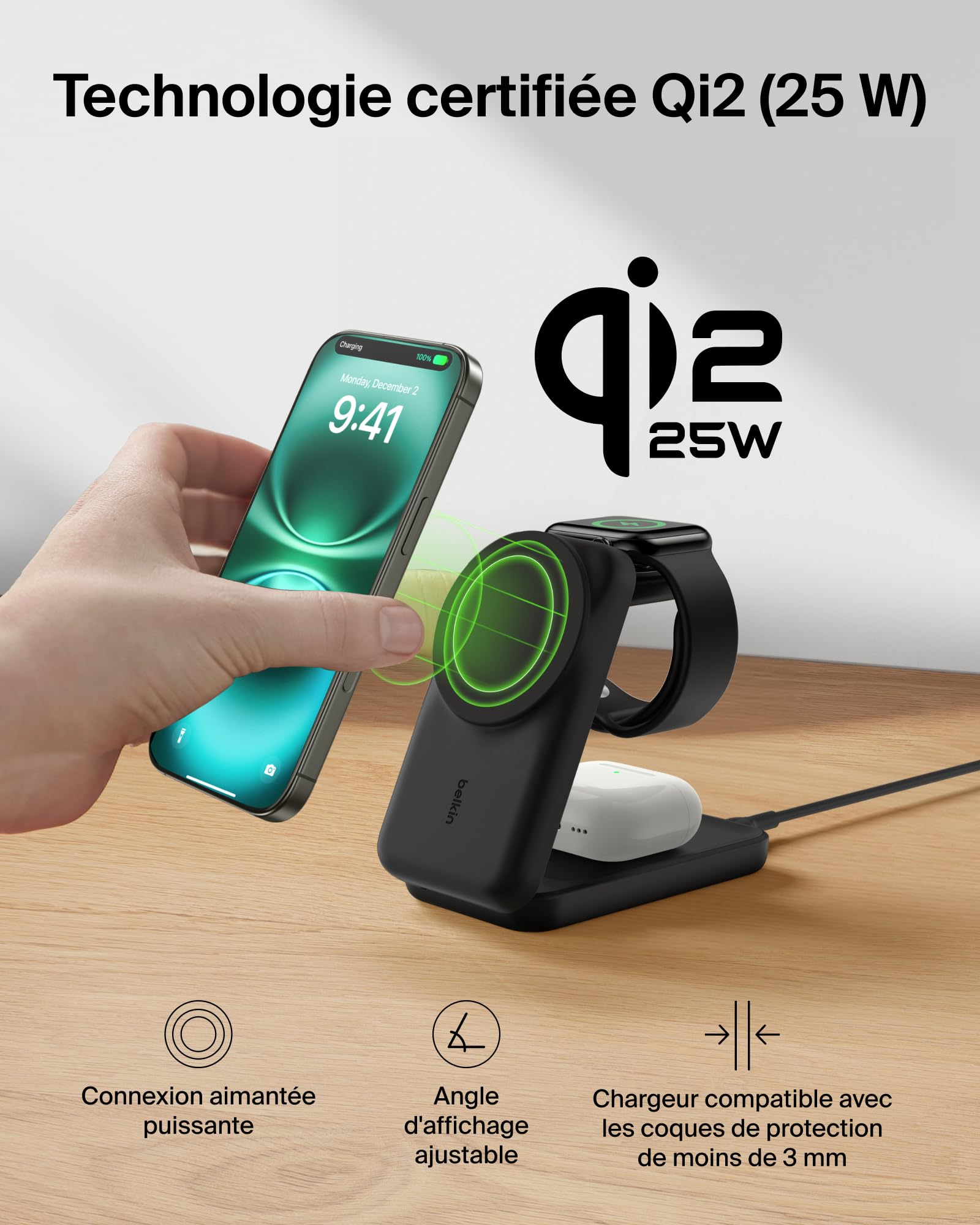 belkin-ultracharge-chargeur-induction-3-en-1-qi2-25w-station-magsafe-pour-iphone image 7