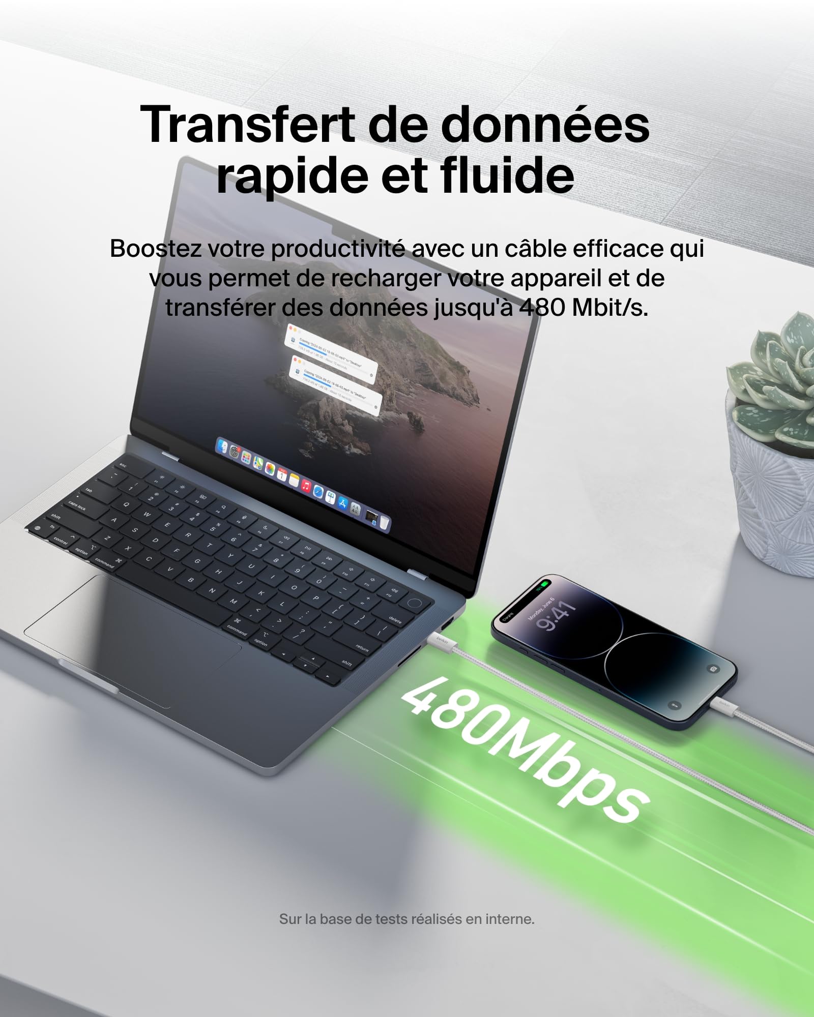belkin-boostcharge-c-ble-usb-c-vers-lightning-pack-de-2-1-5-m-gaine-tress-e-char image 6