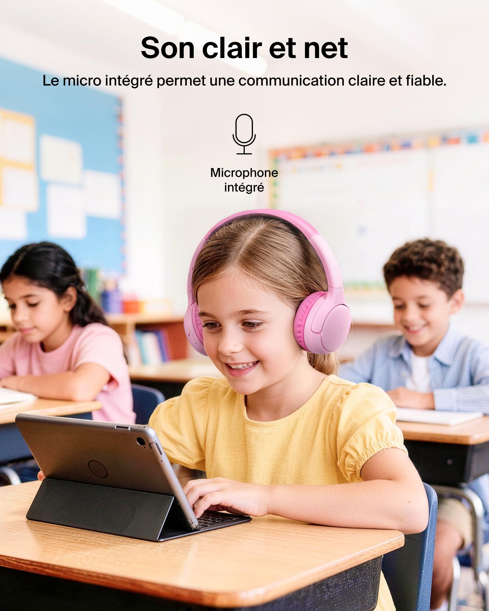 belkin-soundform-mini-2-casque-audio-sans-fil-pour-enfants-bluetooth-55-h-d-auto image 7