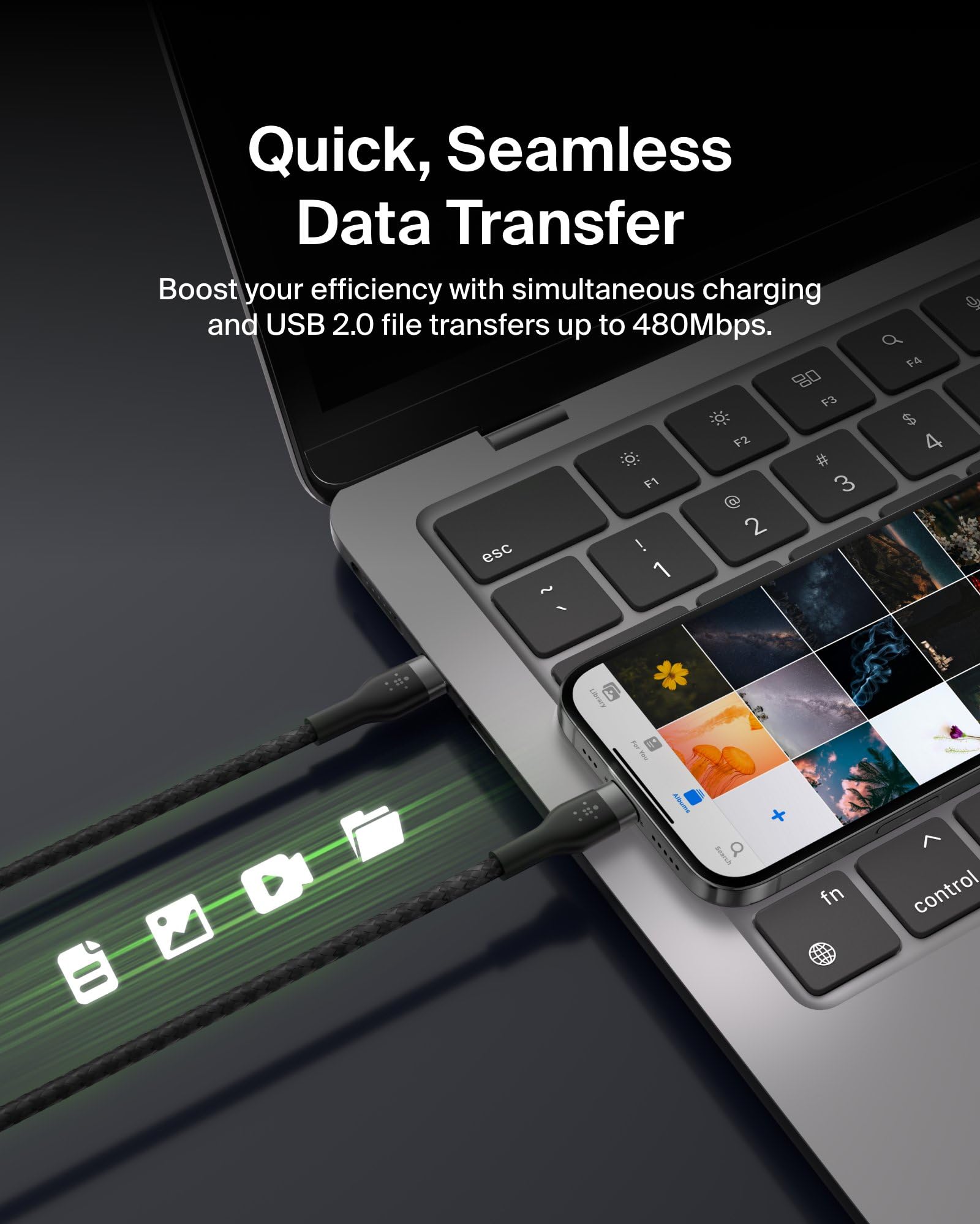 belkin-boostcharge-pro-flex-c-ble-usb-c-gaine-tress-e-2-m-noir image 6